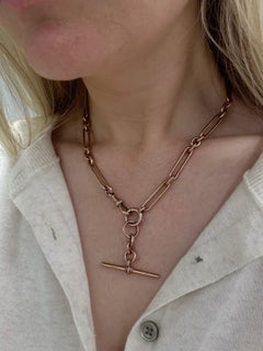 Scottish Art Deco 9ct Rose Gold Watch Fob Chain Necklace