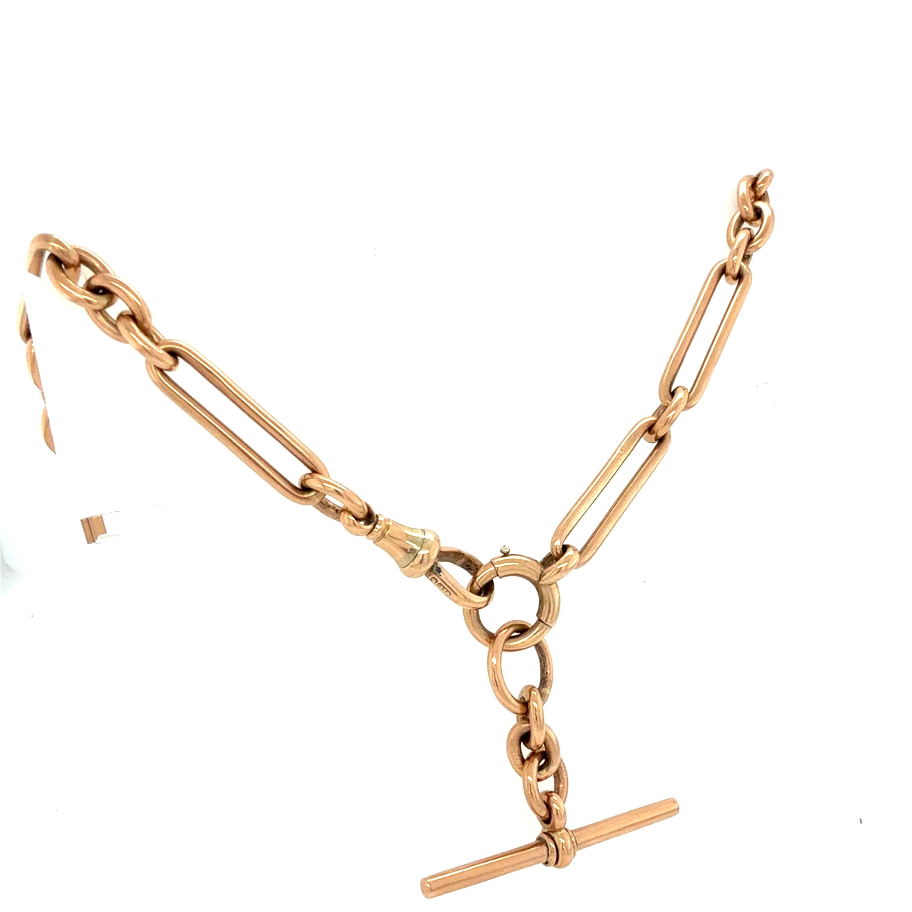 Women's Scottish Art Deco 9ct Rose Gold Watch Fob Chain Necklace For Sale