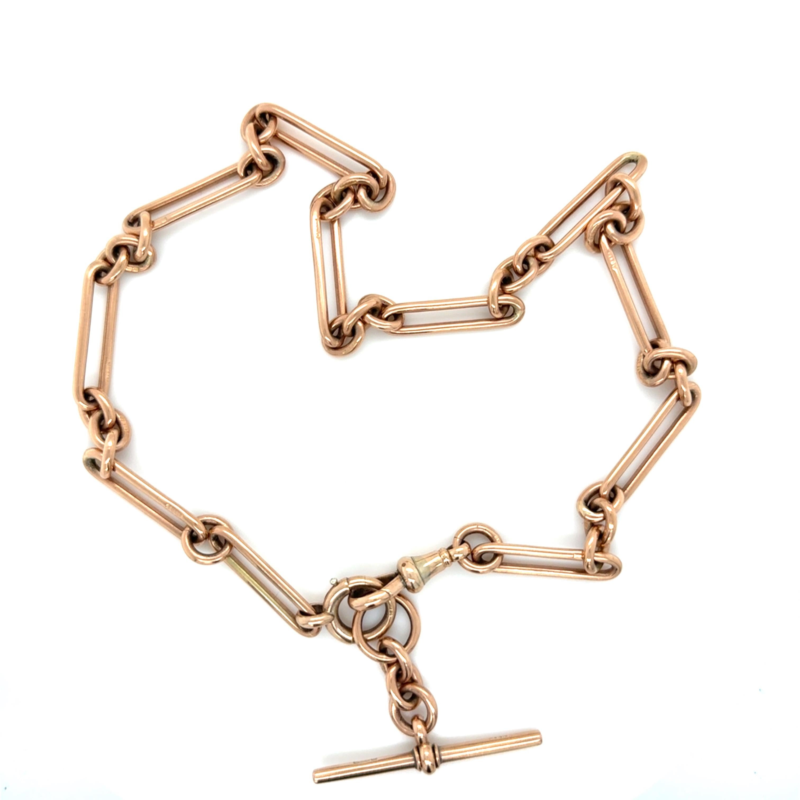 Scottish Art Deco 9ct Rose Gold Watch Fob Chain Necklace For Sale 1