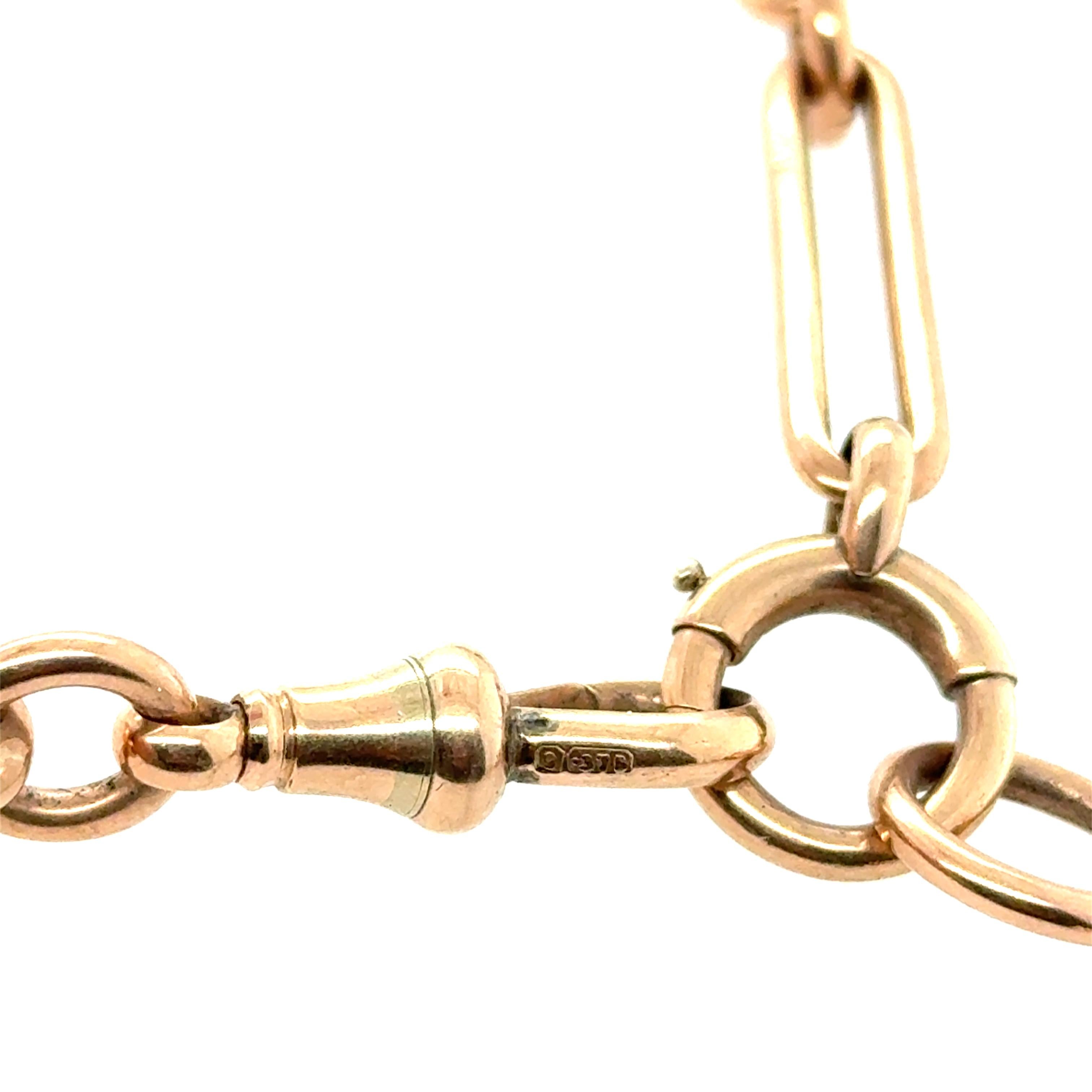Scottish Art Deco 9ct Rose Gold Watch Fob Chain Necklace For Sale 2