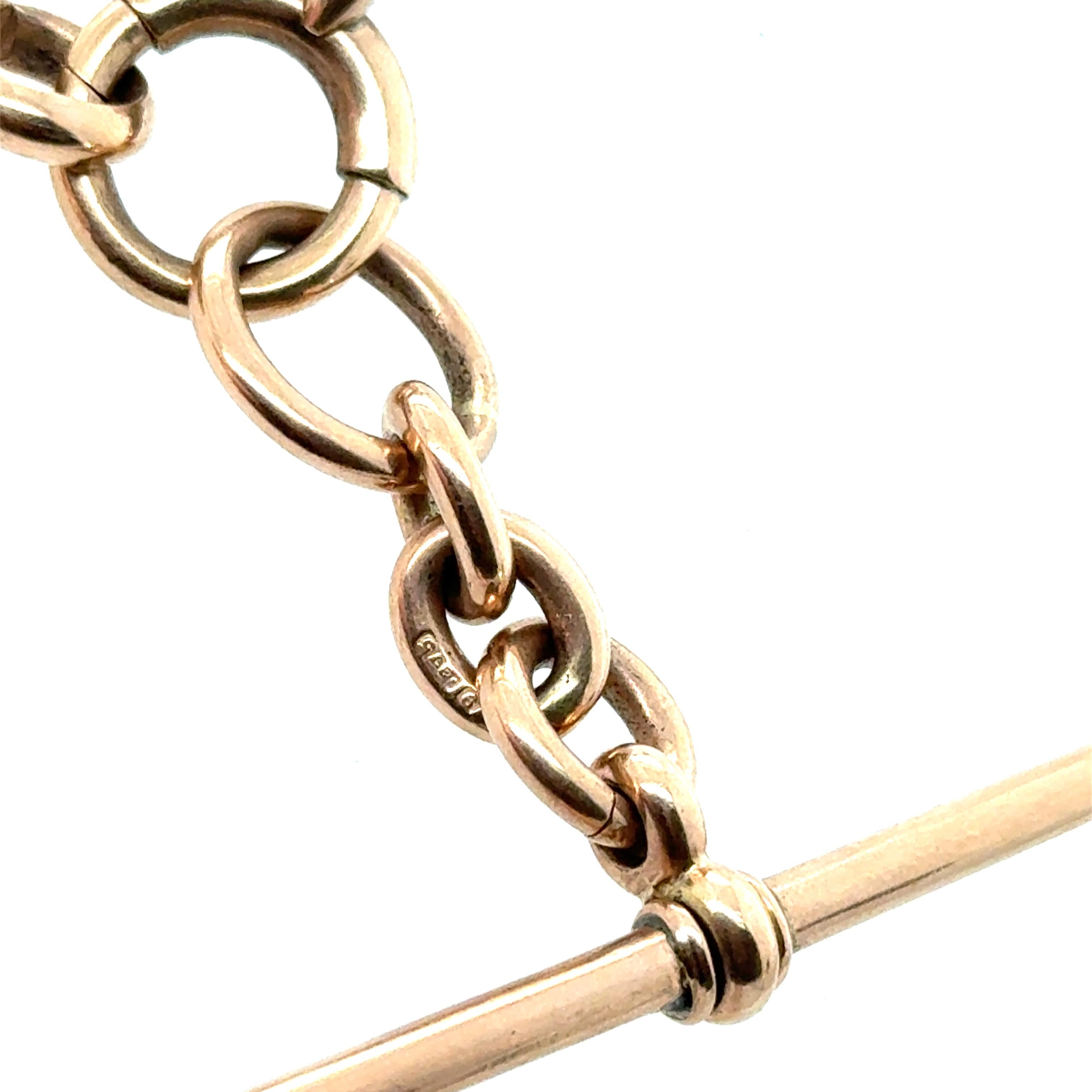 Scottish Art Deco 9ct Rose Gold Watch Fob Chain Necklace For Sale 3