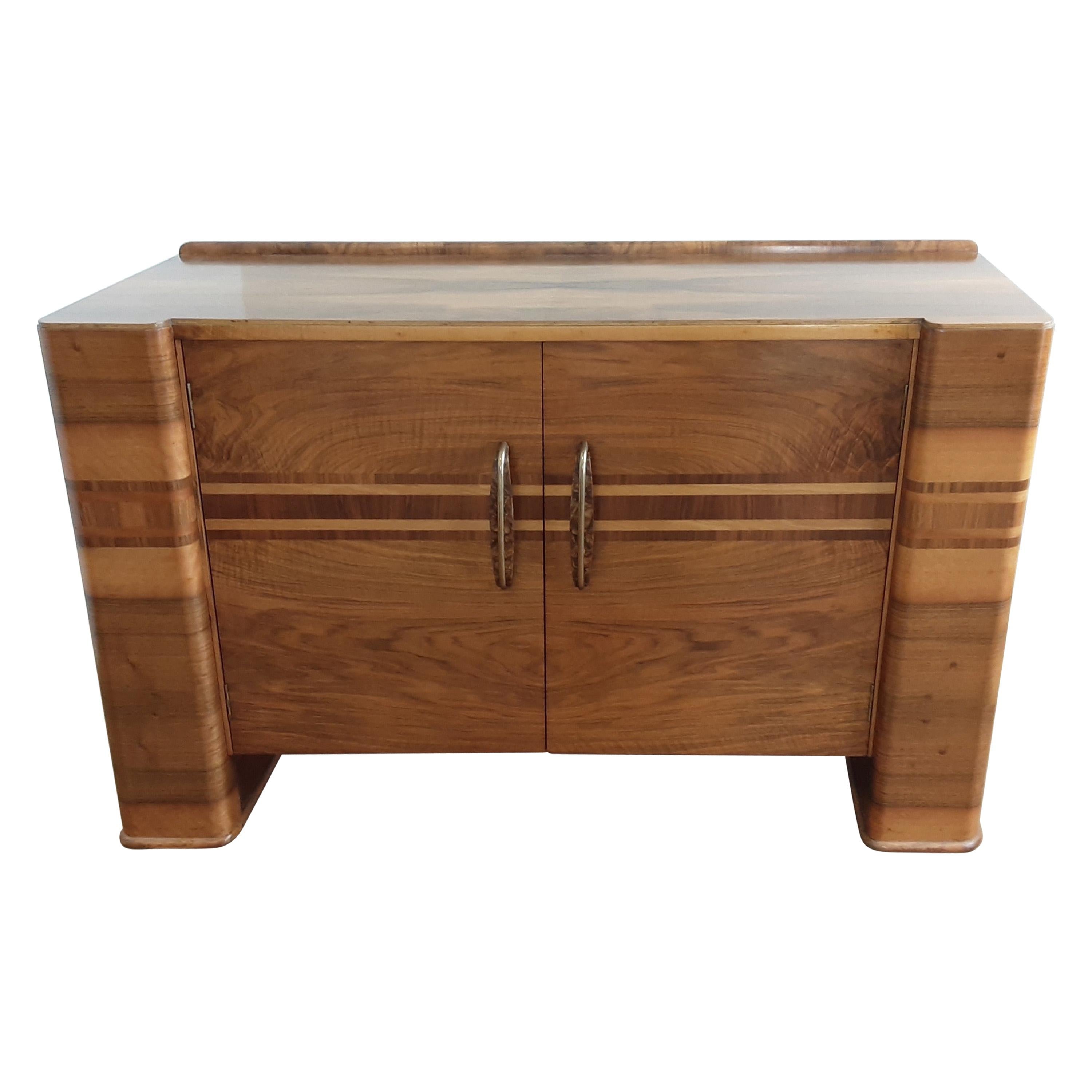 Scottish Art Deco Sideboard in a Golden Brown Walnut with a Modernist Design For Sale
