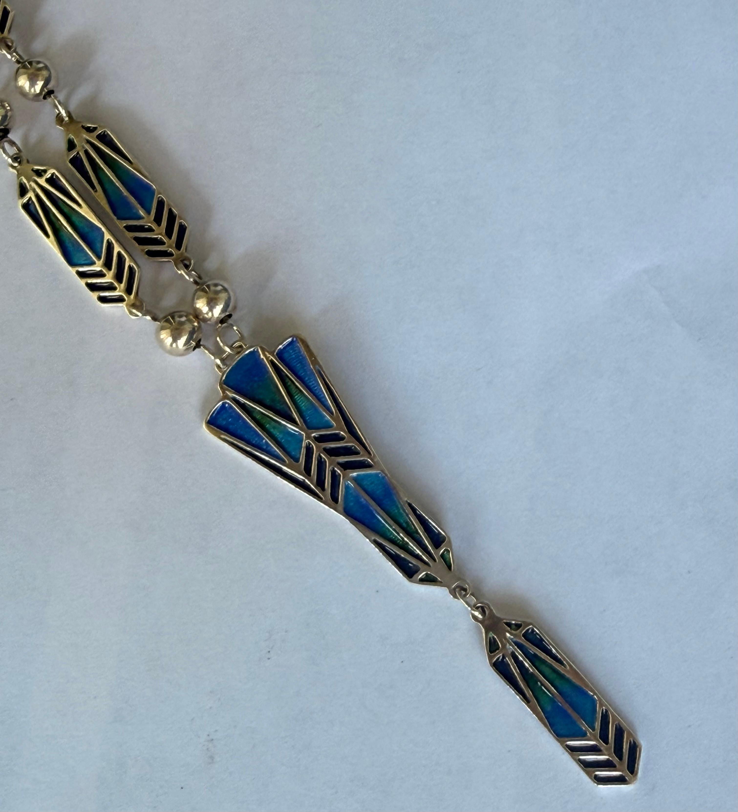 Scottish Art Nouveau Silver and Enamel Necklace For Sale at 1stDibs