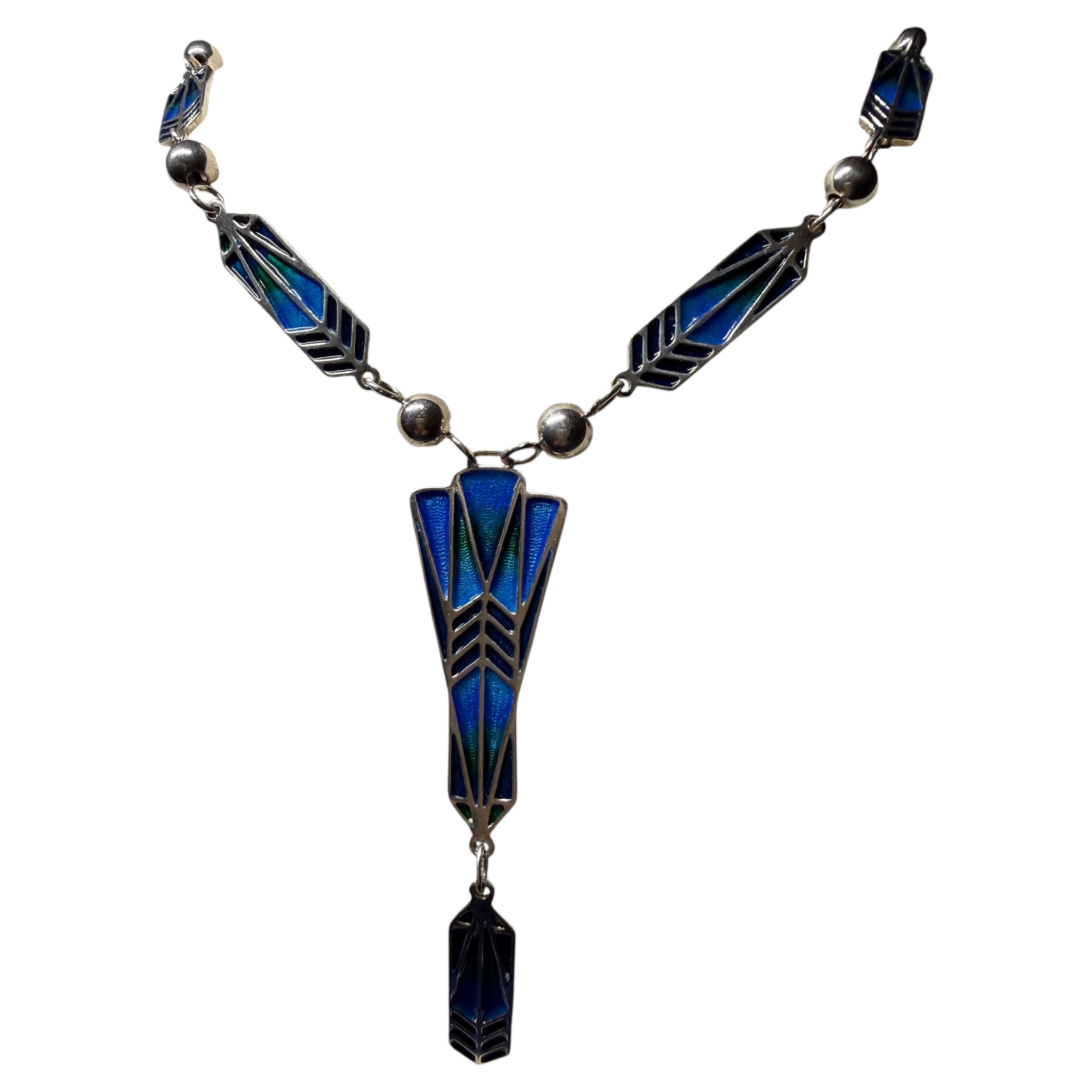 Scottish Art Nouveau Silver and Enamel Necklace