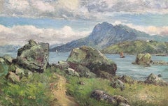 Impressionistisches Öl-Landschaftsgemälde in schottischem Felsen, Coastal Pathway, 1940er Jahre