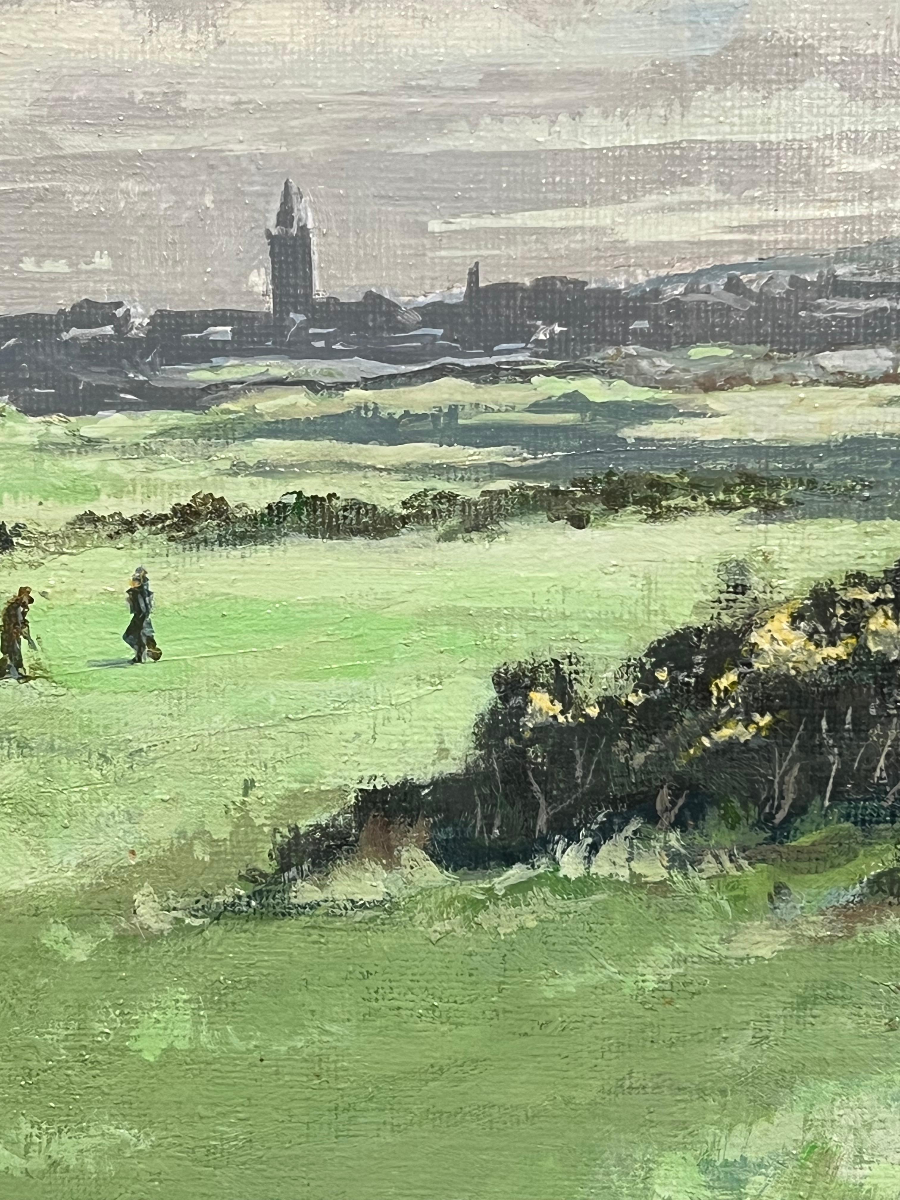 Campo de golf de St. Andrews Escocia Jugadores en el campo Pintura al óleo firmada en venta 2