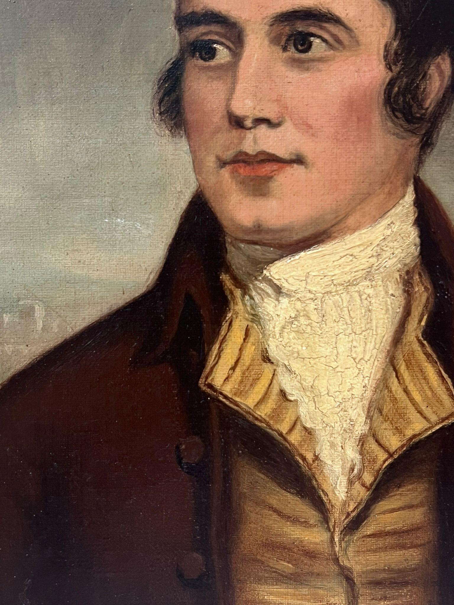 Portrait de Robert Burns, poète écossais Peinture à l'huile classique Cadre orné - Victorien Painting par Scottish artist