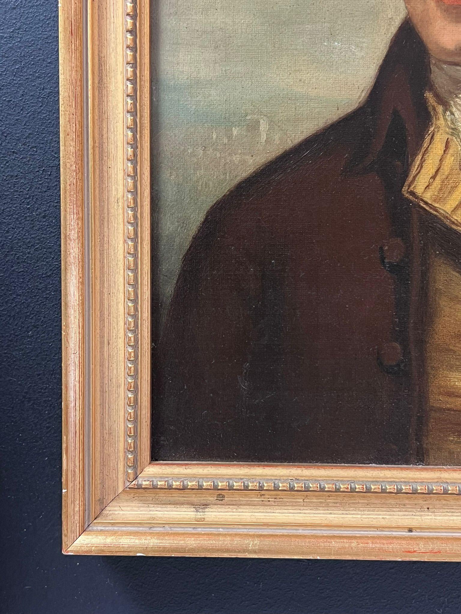 Portrait de Robert Burns, poète écossais Peinture à l'huile classique Cadre orné - Noir Figurative Painting par Scottish artist