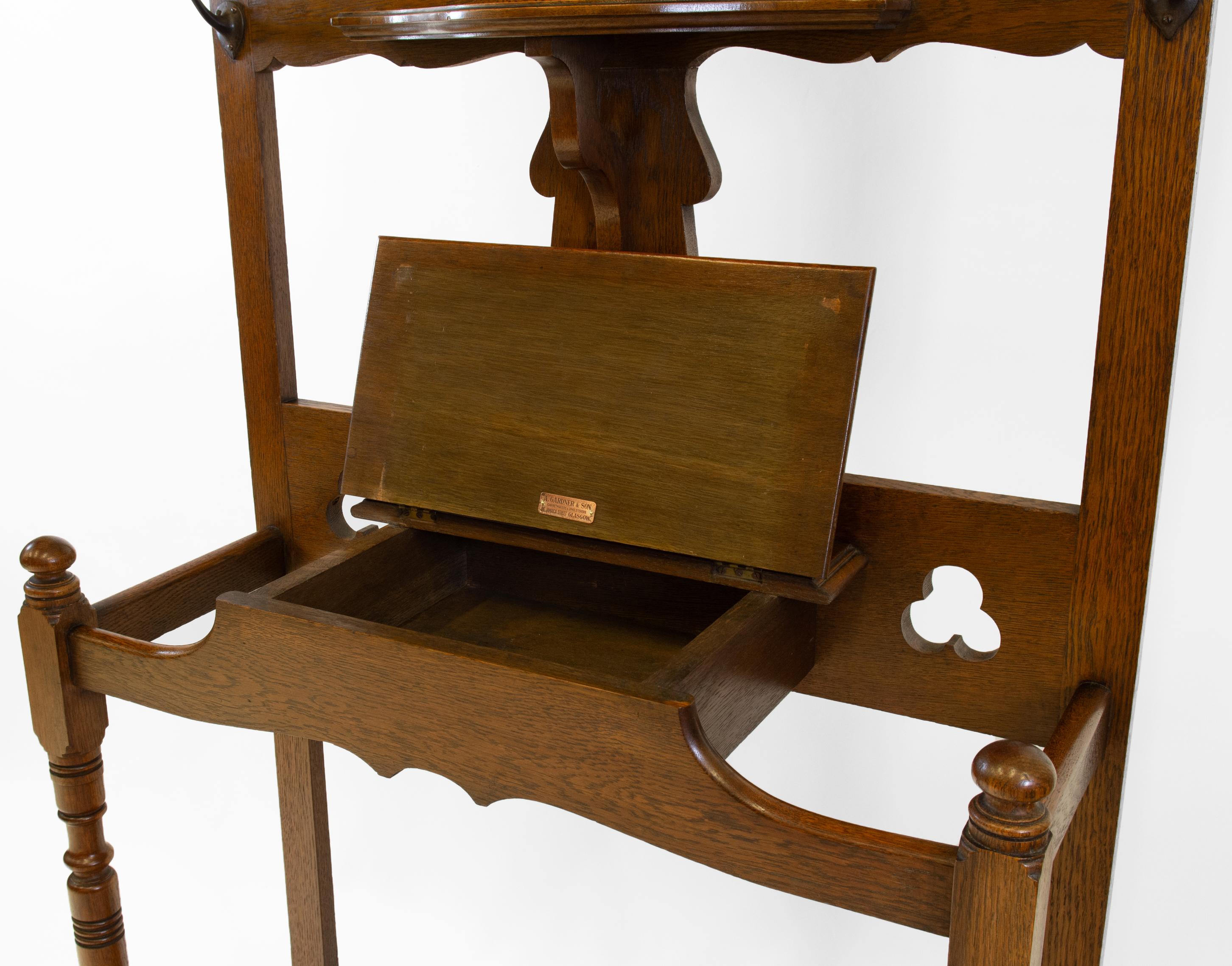 Scottish Arts Crafts Oak Hall Stick Hat Coat Stand 1890 4