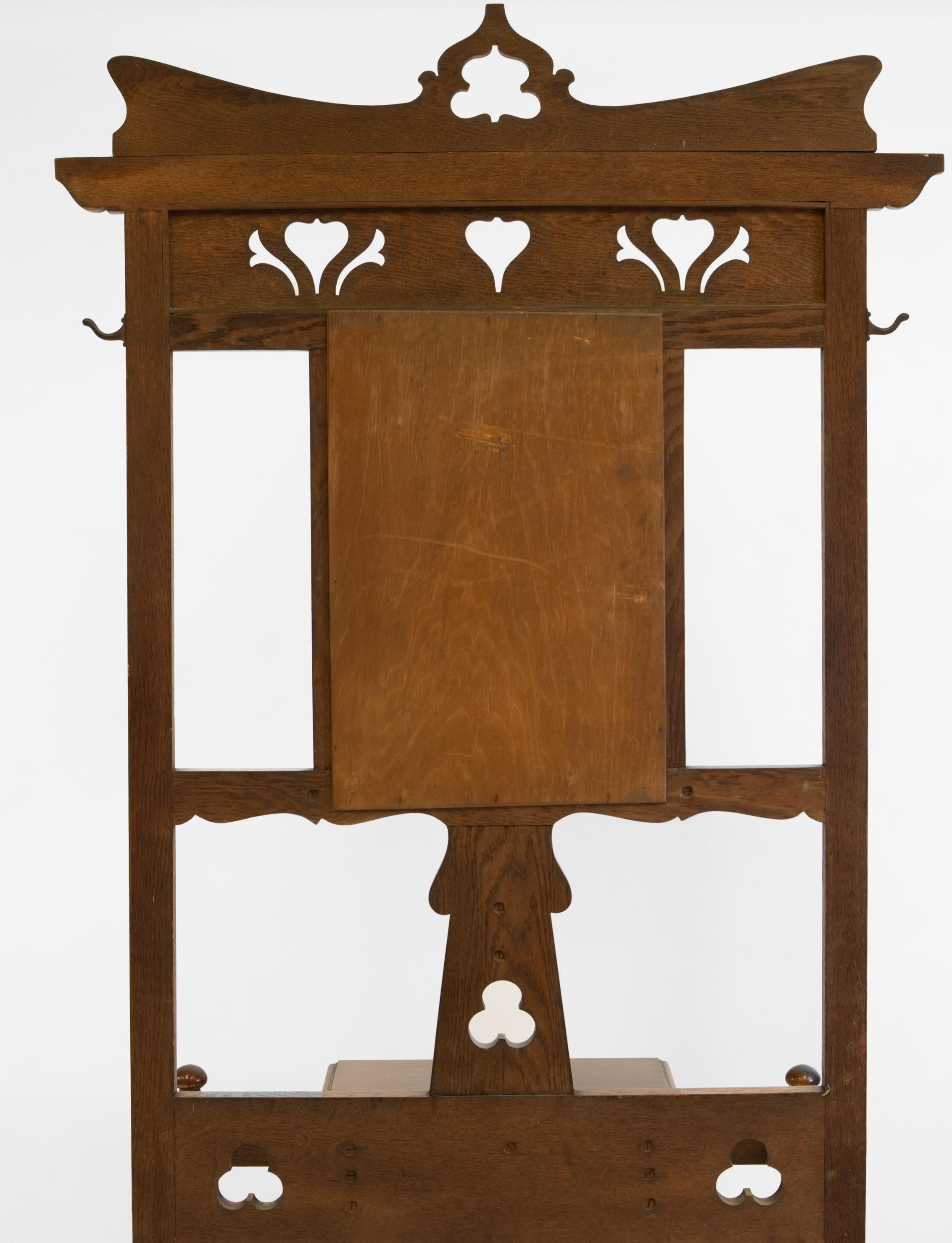 Scottish Arts Crafts Oak Hall Stick Hat Coat Stand 1890 9