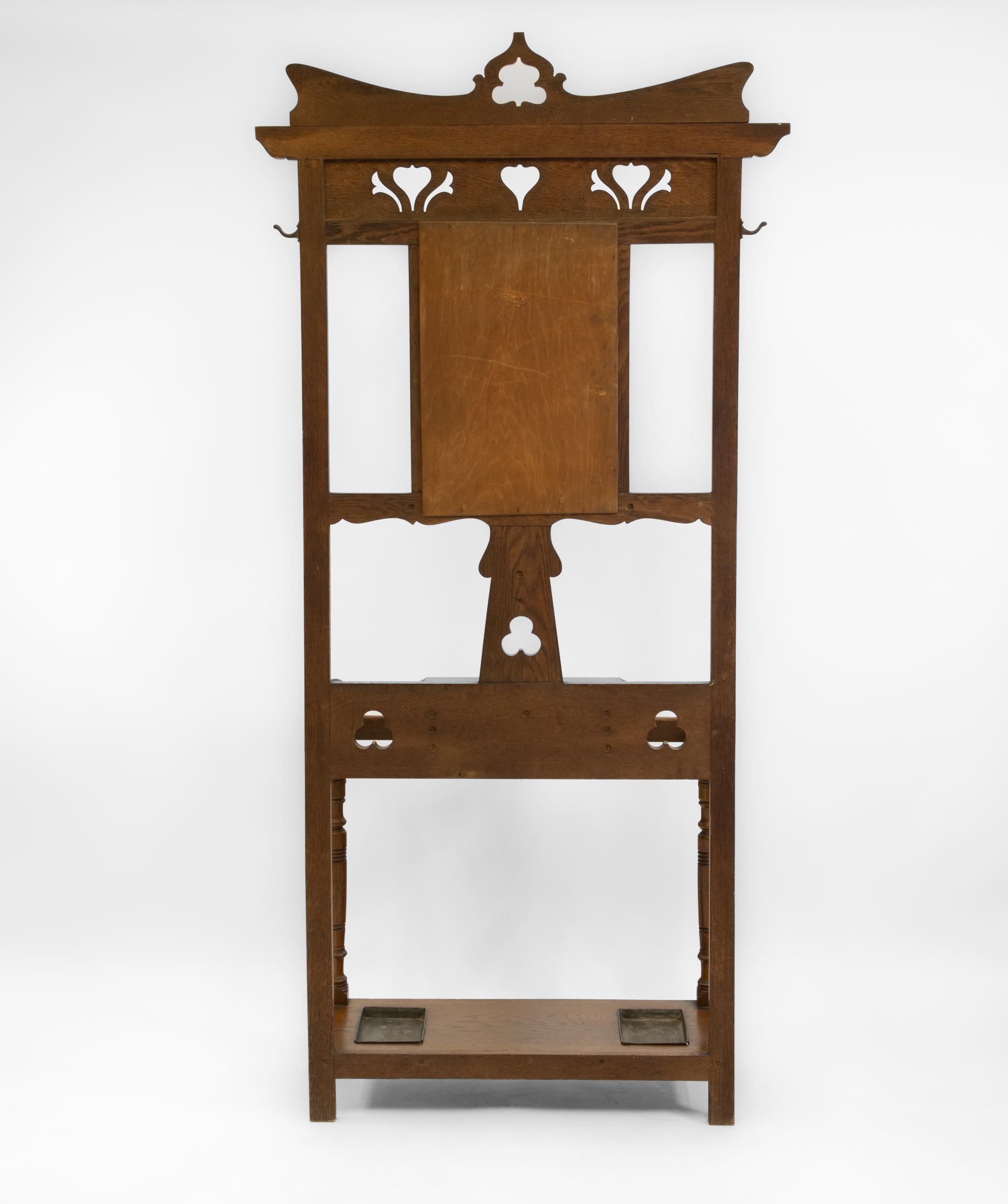 Scottish Arts Crafts Oak Hall Stick Hat Coat Stand 1890 10