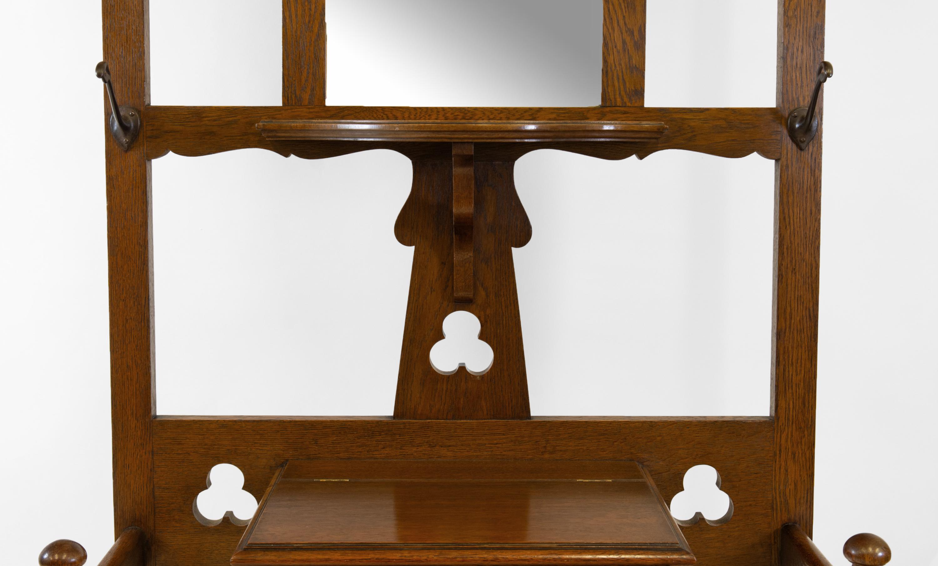 Scottish Arts Crafts Oak Hall Stick Hat Coat Stand 1890 In Good Condition In Norwich, GB