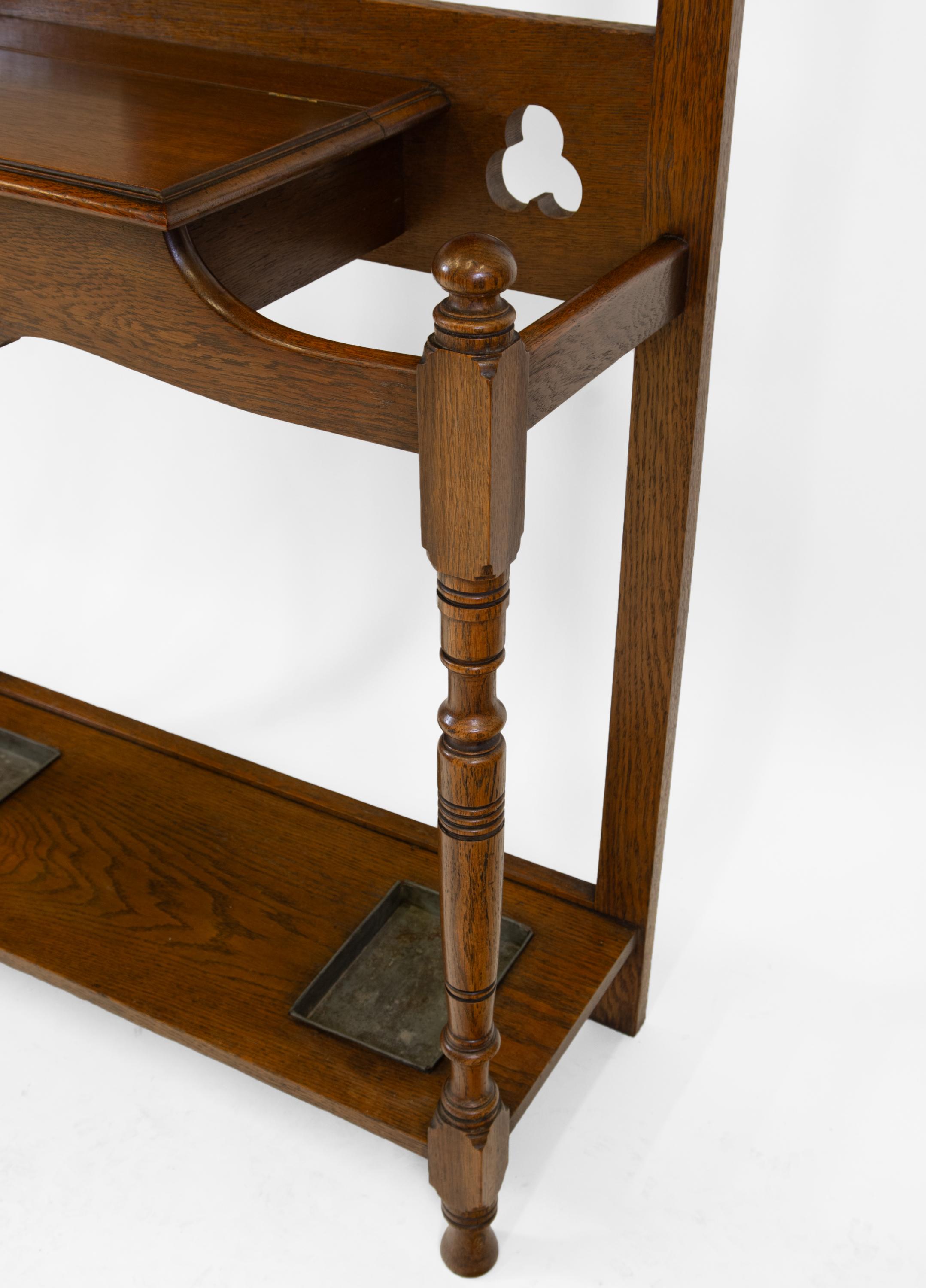 Scottish Arts Crafts Oak Hall Stick Hat Coat Stand 1890 2