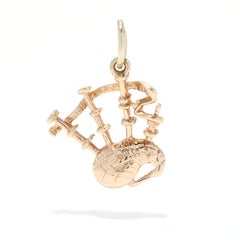 Scottish Bagpipes Charm, 14K Gold, Travel Charm, World Traveler Charm
