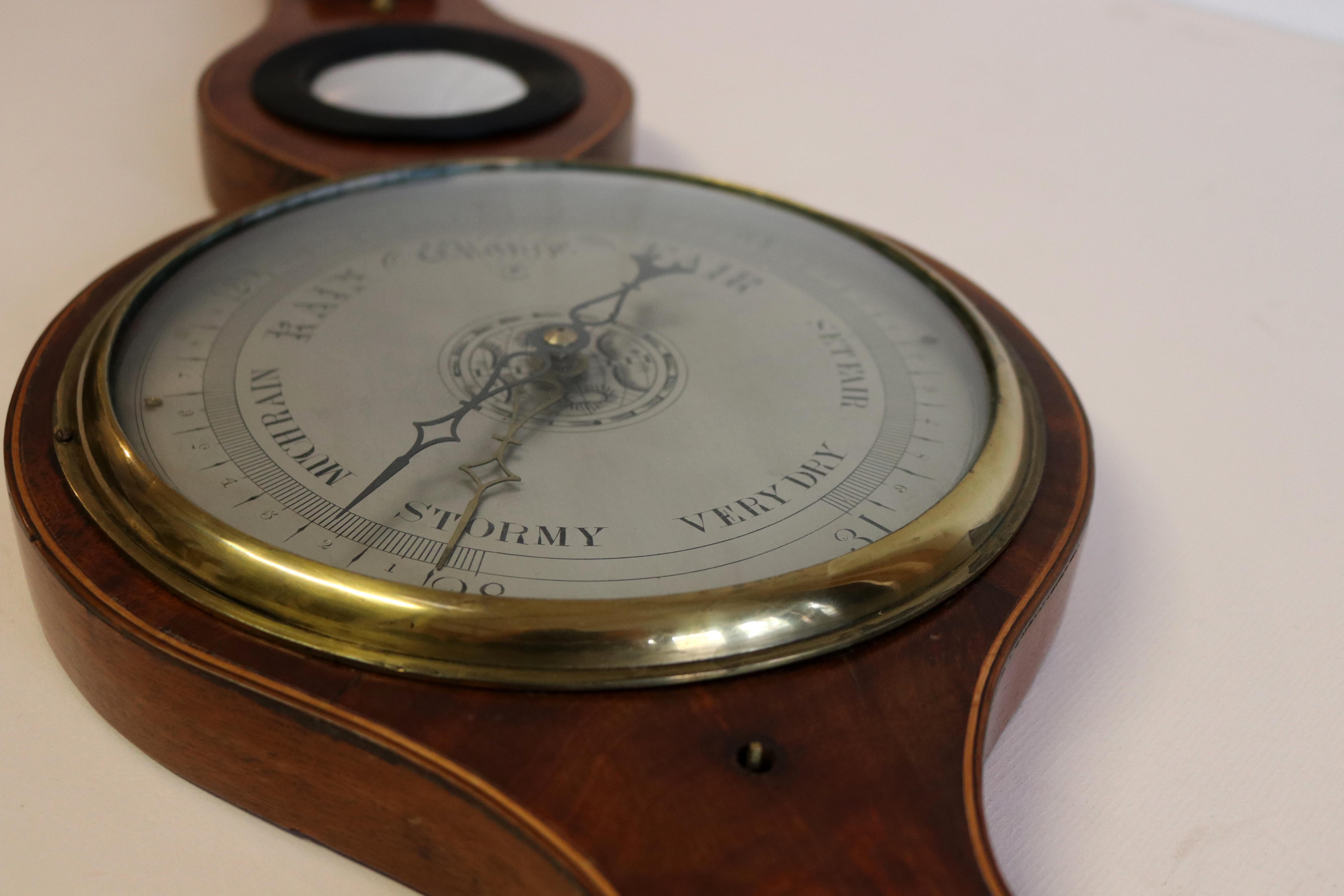 Scottish Banjo Wheel Barometer of circa 1810 in Mahogany For Sale 3