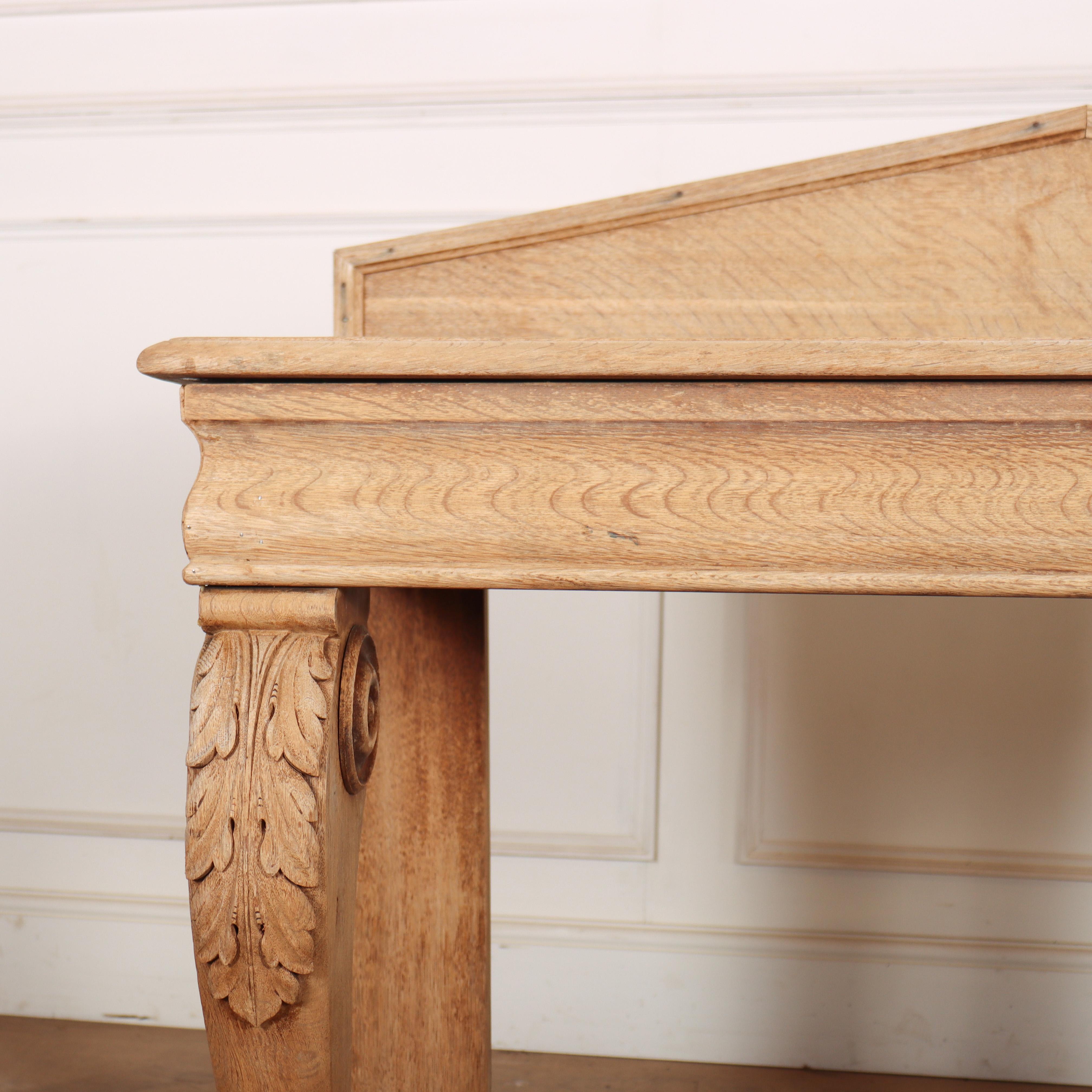 Pretty 19th C Scottish bleached oak console. 1840.

Height to worktop 33.5 inches.

Reference: 8480

Dimensions
45.5 inches (116 cms) Wide
20.5 inches (52 cms) Deep
40 inches (102 cms) High