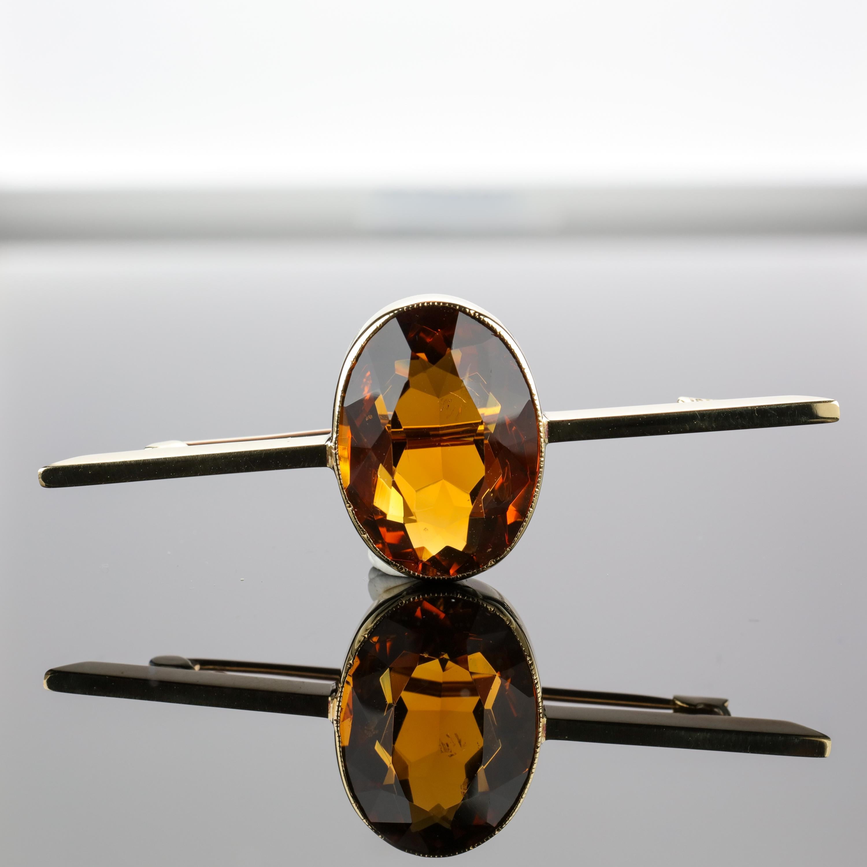 Scottish Cairngorm Citrine Brooch In Excellent Condition In Southbury, CT