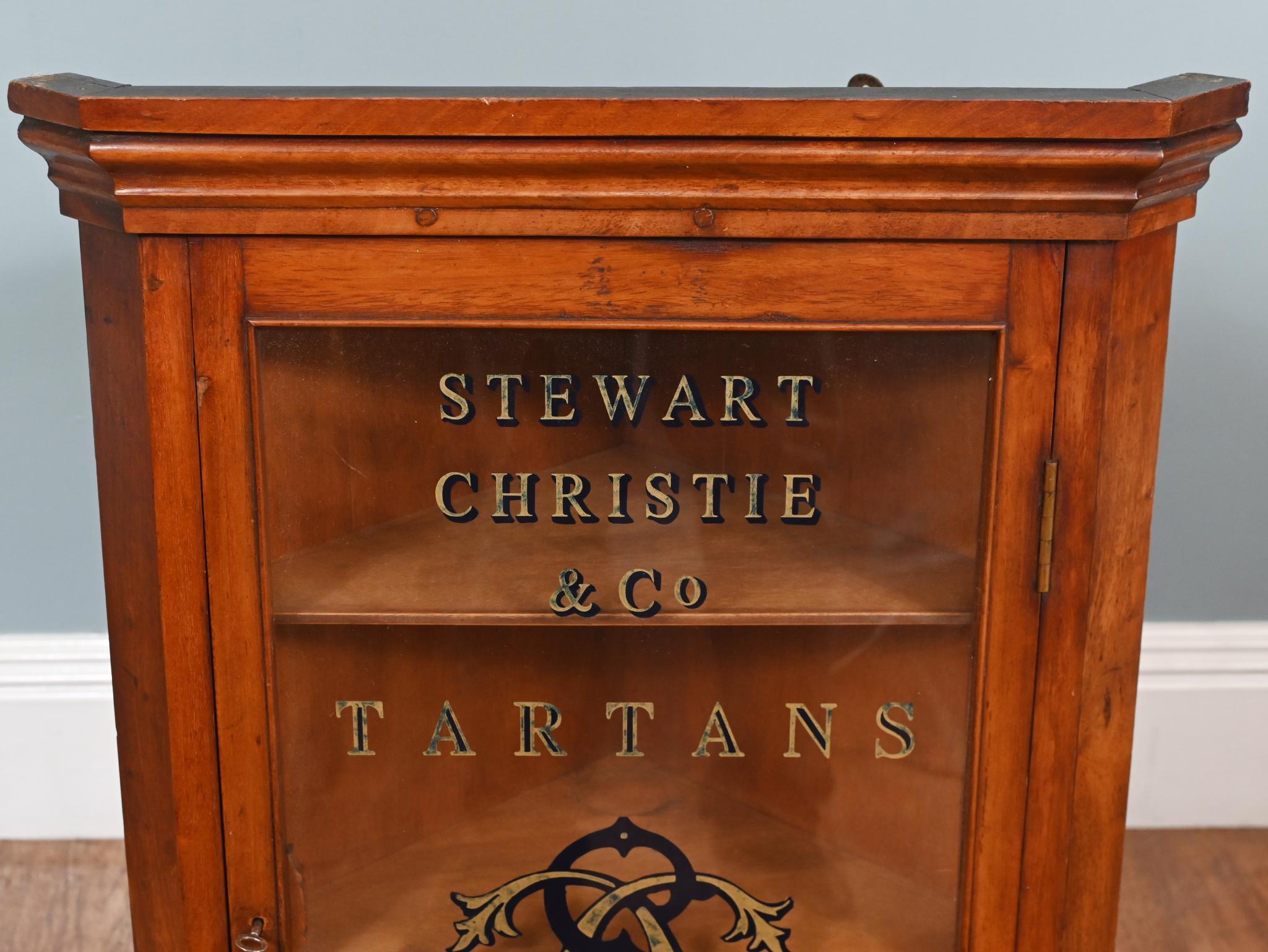 Late 20th Century Scottish Corner Cabinet Reclaimed Antique Stewart Christie Edinburgh Kilt Shop