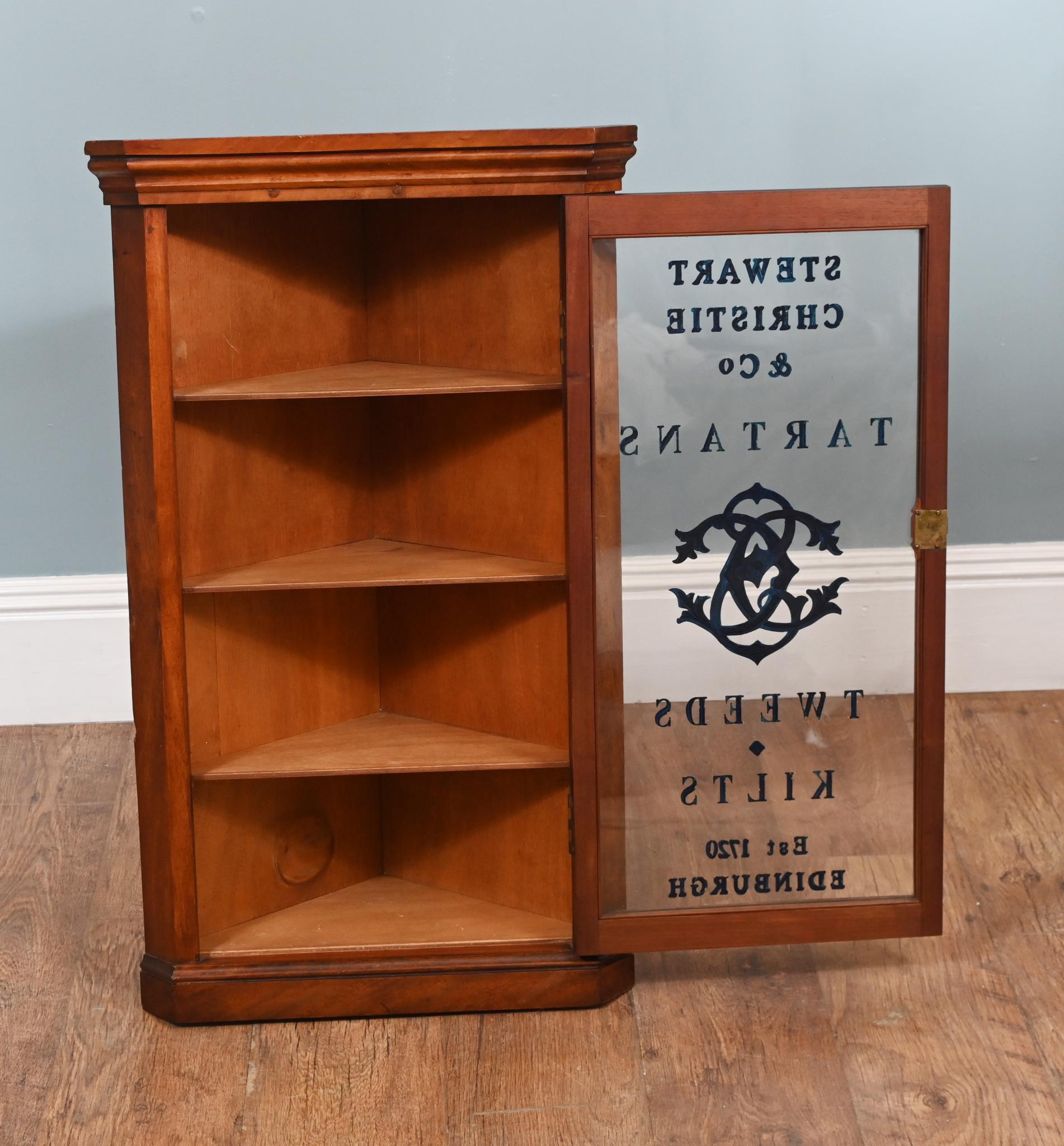 Art Glass Scottish Corner Cabinet Reclaimed Antique Stewart Christie Edinburgh Kilt Shop