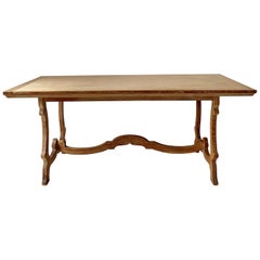 Antique Scottish Dining Room Table in Limed Oak, circa 1900