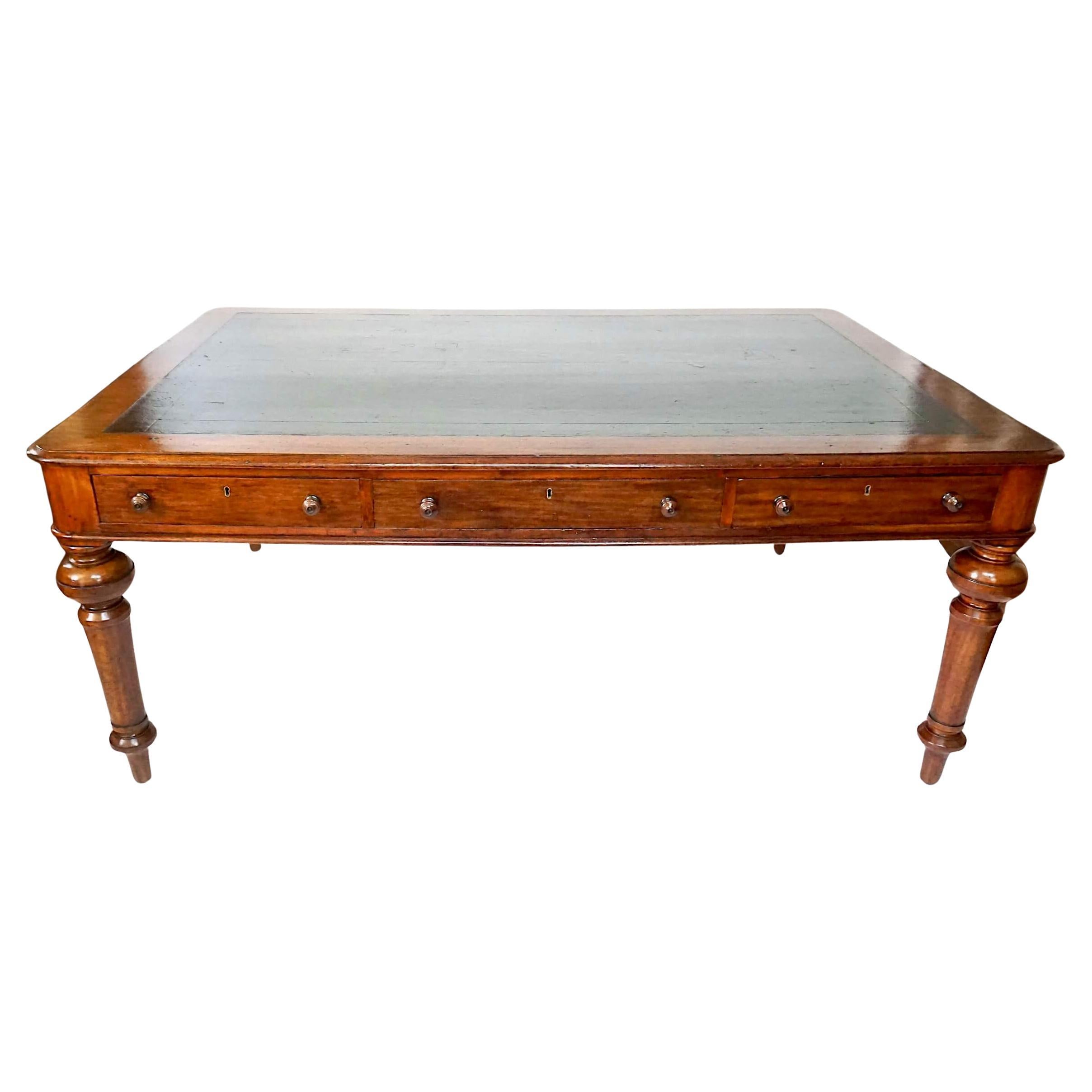 Scottish Double-Sided Mahogany Library Table of Large Scale, circa 1875 For Sale
