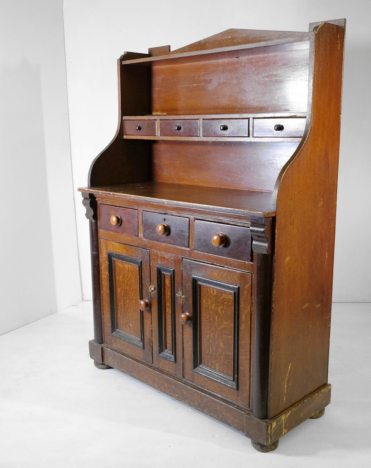 Country Scottish Dresser, Pine in Original Paint, 19th Century Folk Art