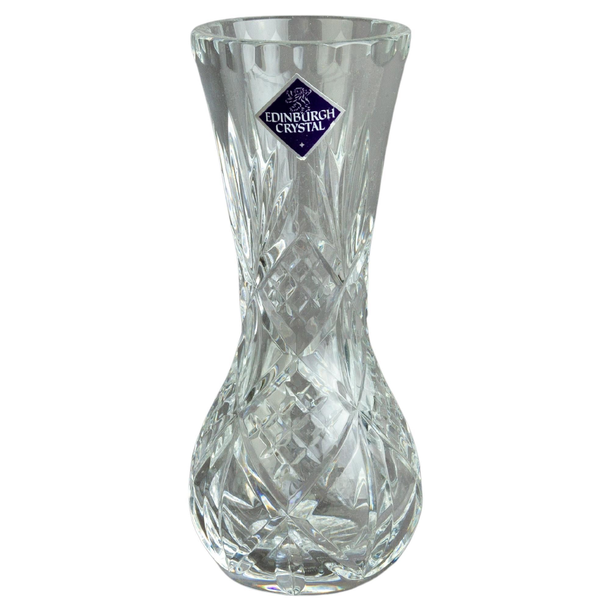 Scottish Edinburgh Cut Crystal Glass Vase For Sale