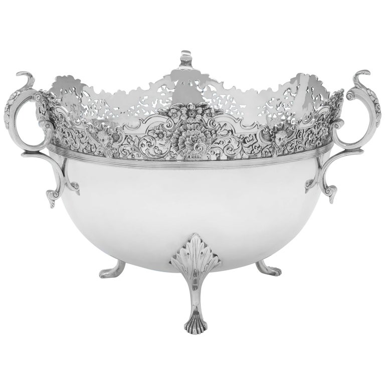 Scottish Edwardian Antique Sterling Silver Bowl by James Weir Glasgow