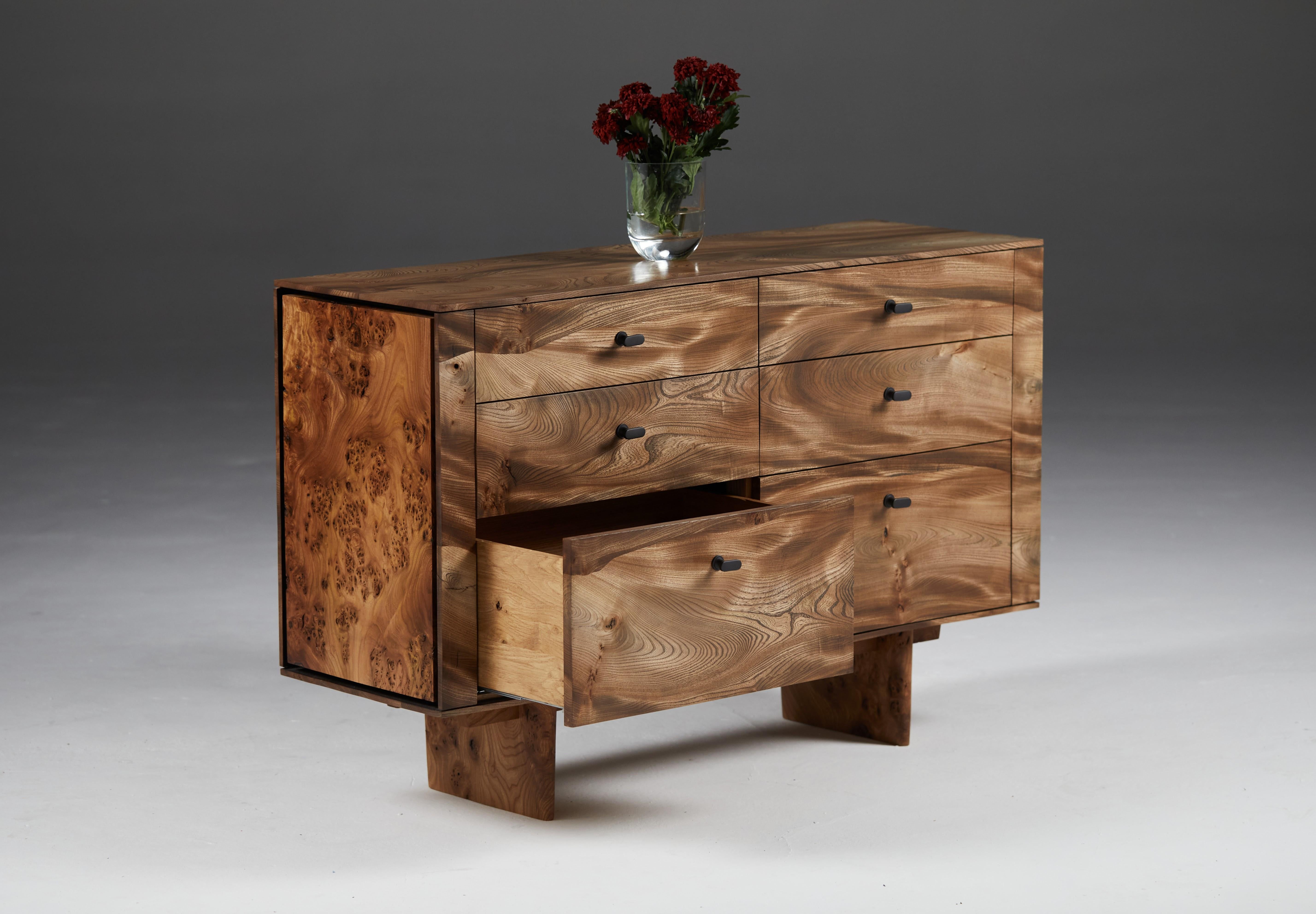 Elm Chest of Drawers in Scottish elm by Jonathan Field. Unique For Sale