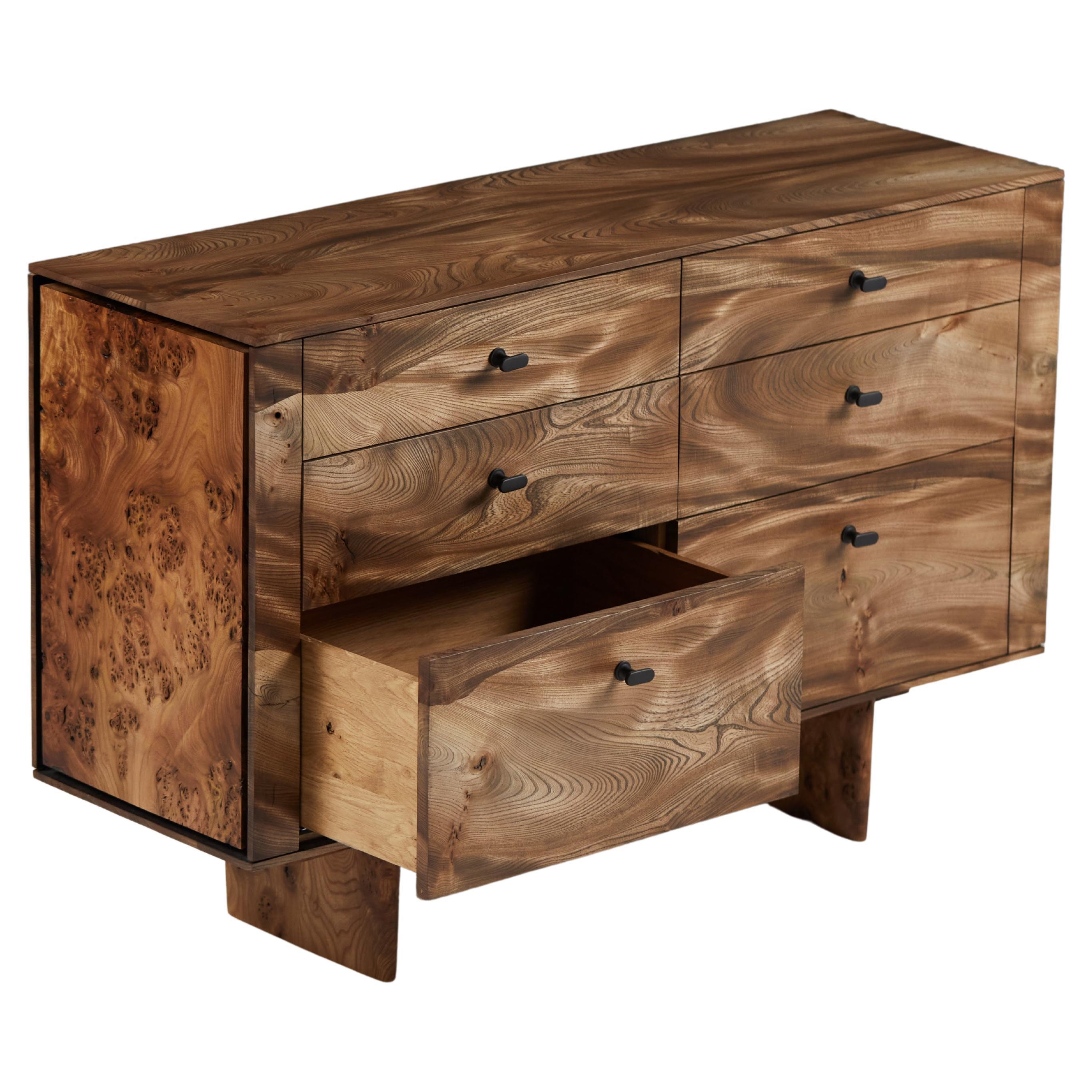 Chest of Drawers in Scottish elm by Jonathan Field. Unique For Sale
