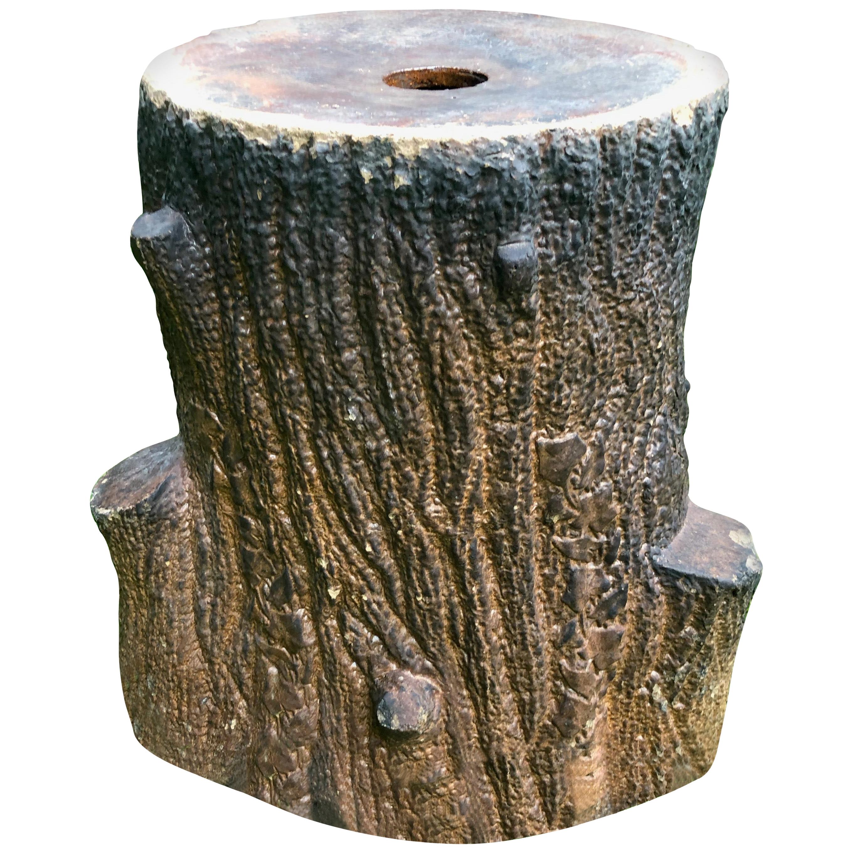 Scottish "Faux Bois" Fireclay Garden Seat/ Table Base/Pedestal