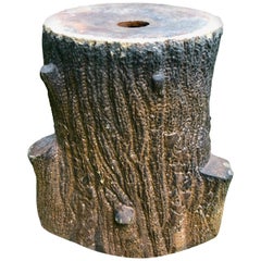 Schottischer "Faux Bois" Schamotte-Gartensitz/Tischsockel/Pedestal