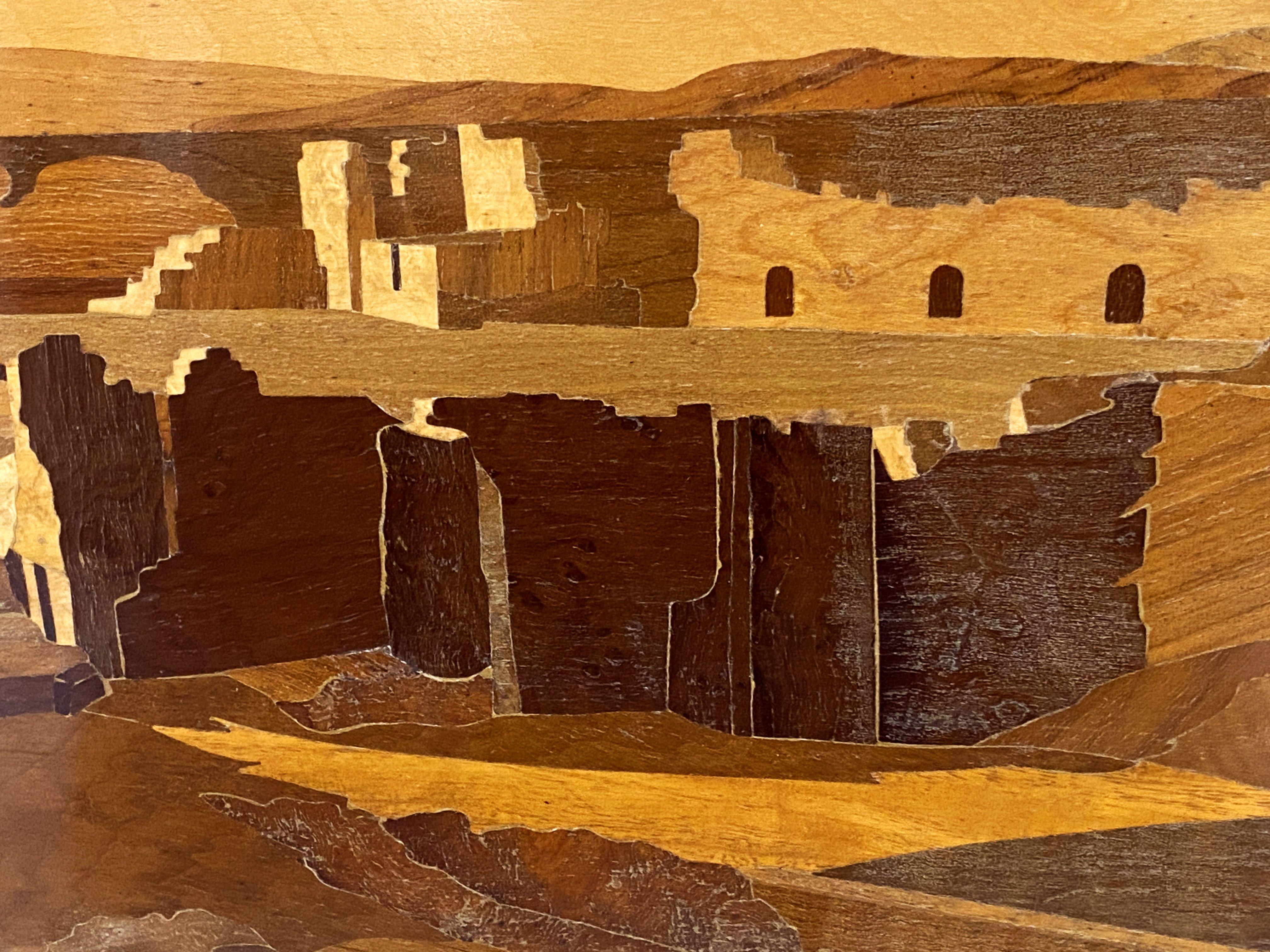 Scottish Framed Landscape Marquetry Panel by A.H. McIntosh & Co. Ltd. 1