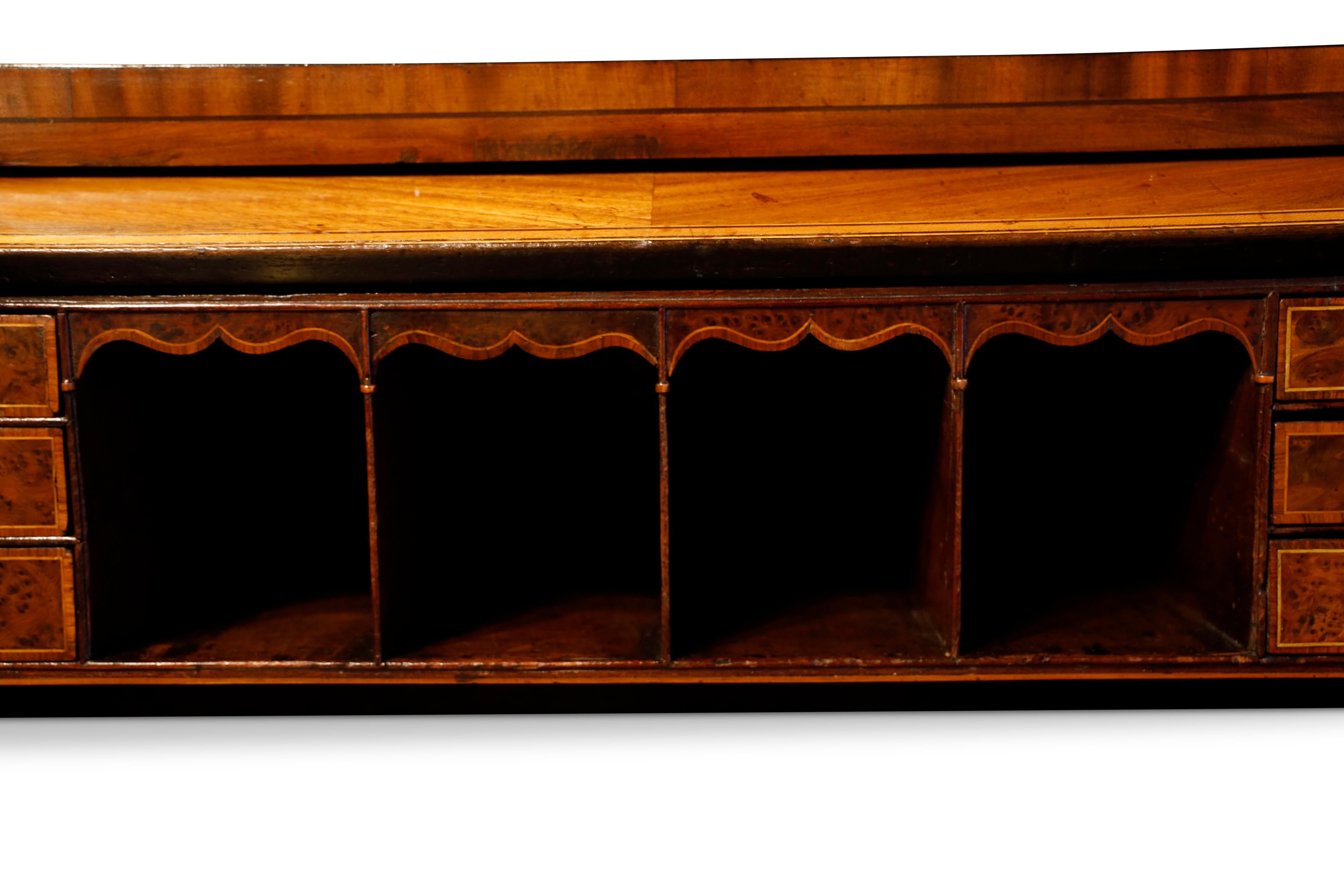 Scottish, George III Mahogany and Sycamore Banded Cylinder Bureau For Sale 4