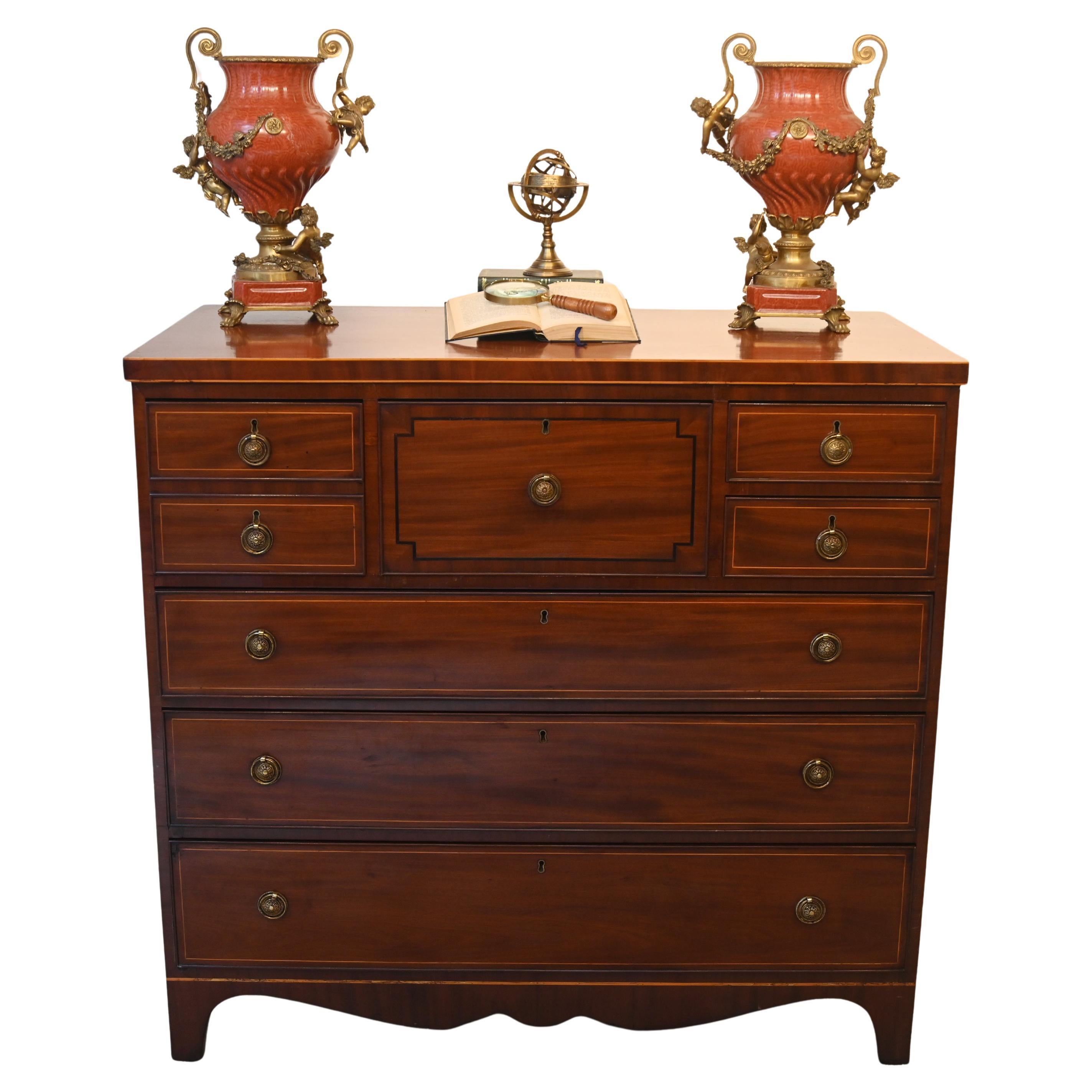 Scottish Georgian Chest Drawers Mahogany 1820 Sheraton For Sale