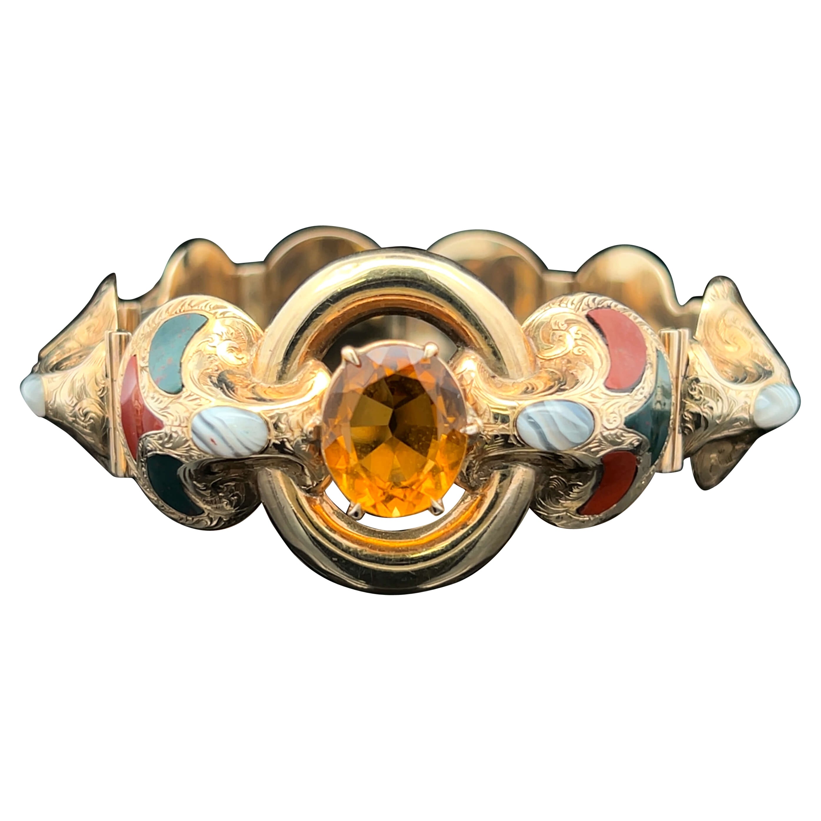 Scottish Gold 
Gemstone Bracelet Circa 1880s For Sale