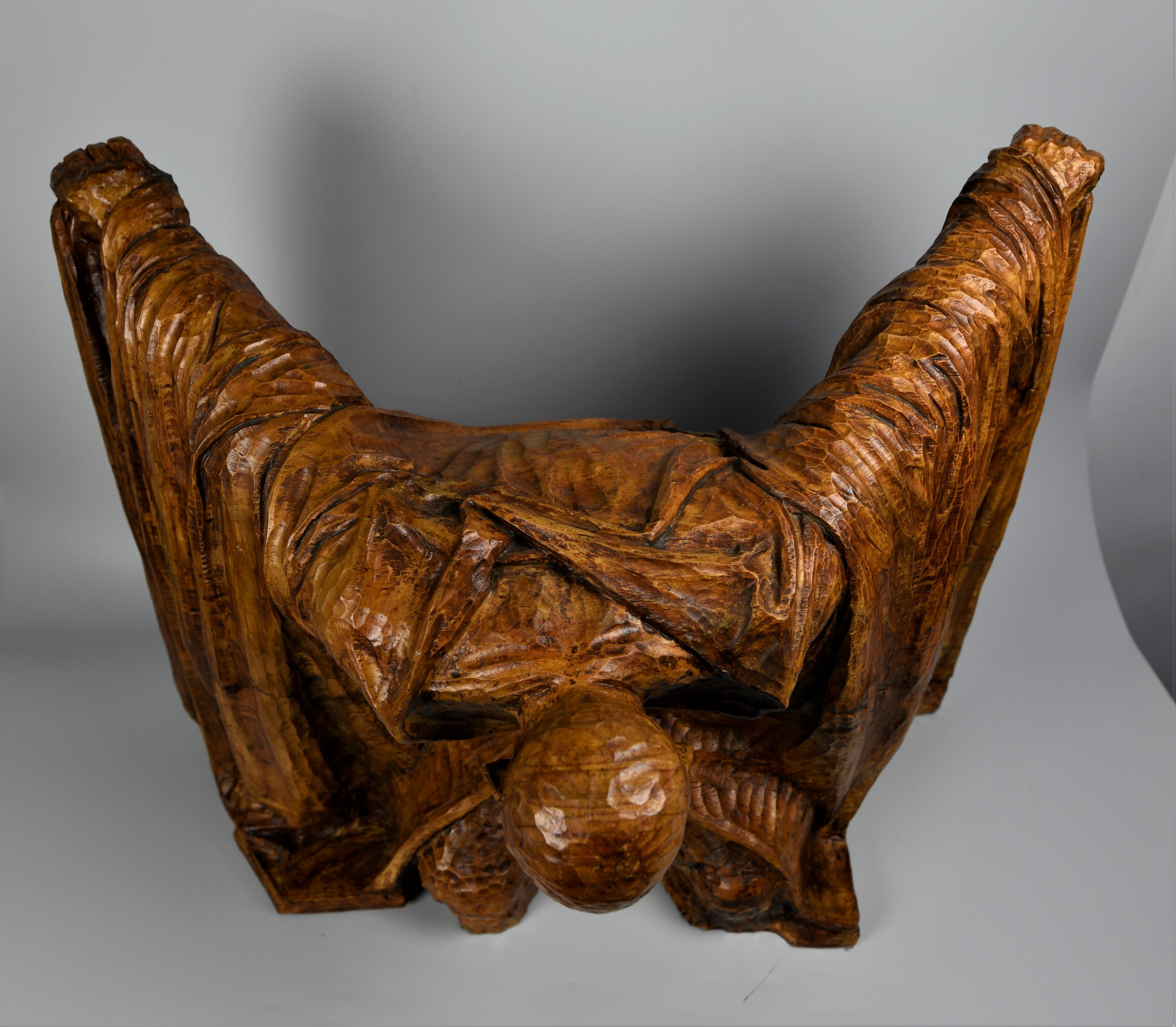 Carved Scottish Gothic Revival Fruitwood Maquette in the Style of Kathe Kollwitz For Sale