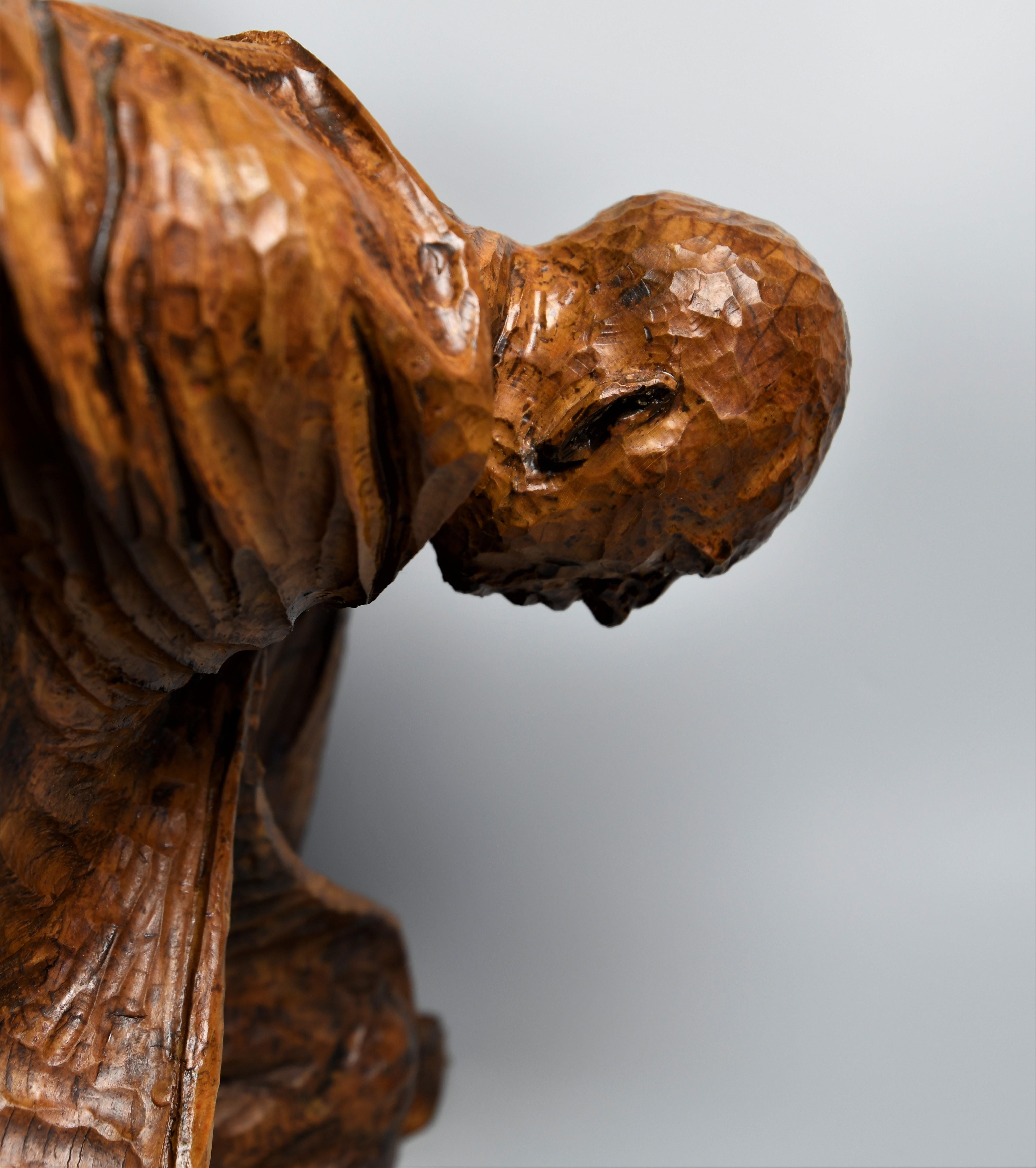 Late 20th Century Scottish Gothic Revival Fruitwood Maquette in the Style of Kathe Kollwitz For Sale
