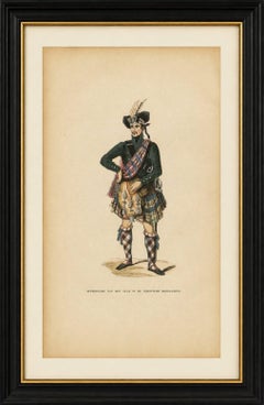 Schottischer Hochland-Clanchef - Antike Kostüm-Lithographie, um 1852