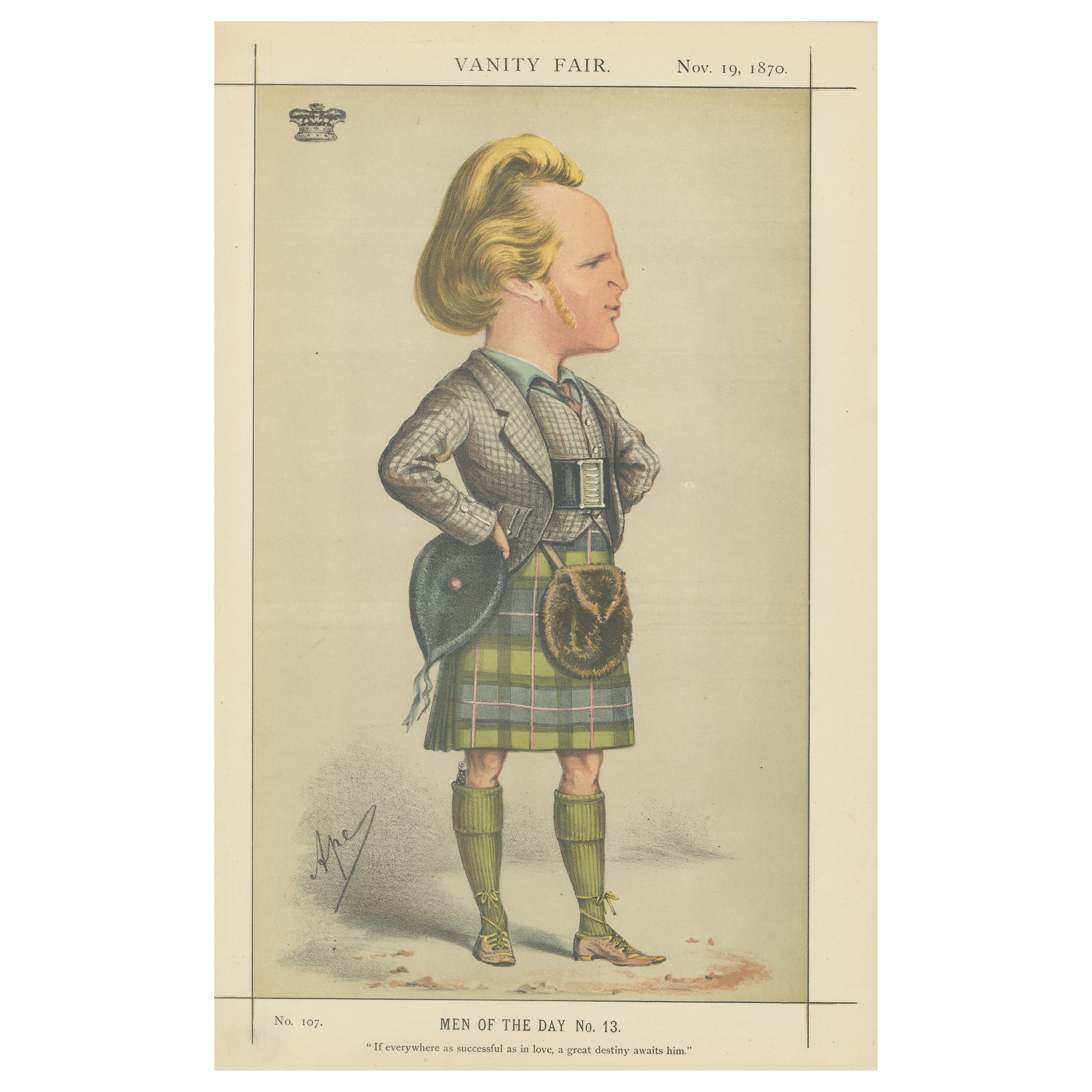 Scottish Highland Gentleman – Vanity Fair Men of the Day No. 13, 1870 For Sale