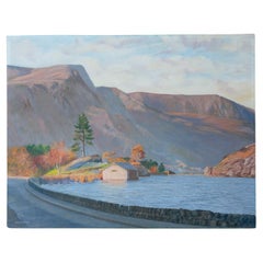 Scottish Highland Loch Landscape by Erik Gleave, Original Vintage Oil Painting