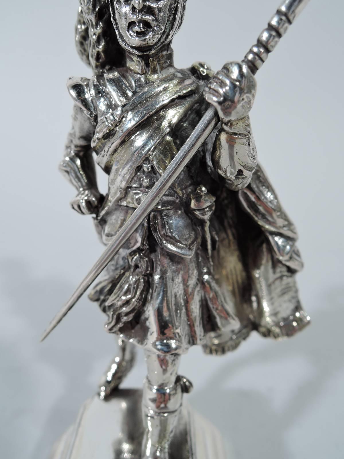 Scottish Highlander Silver Military Figurine In Excellent Condition In New York, NY