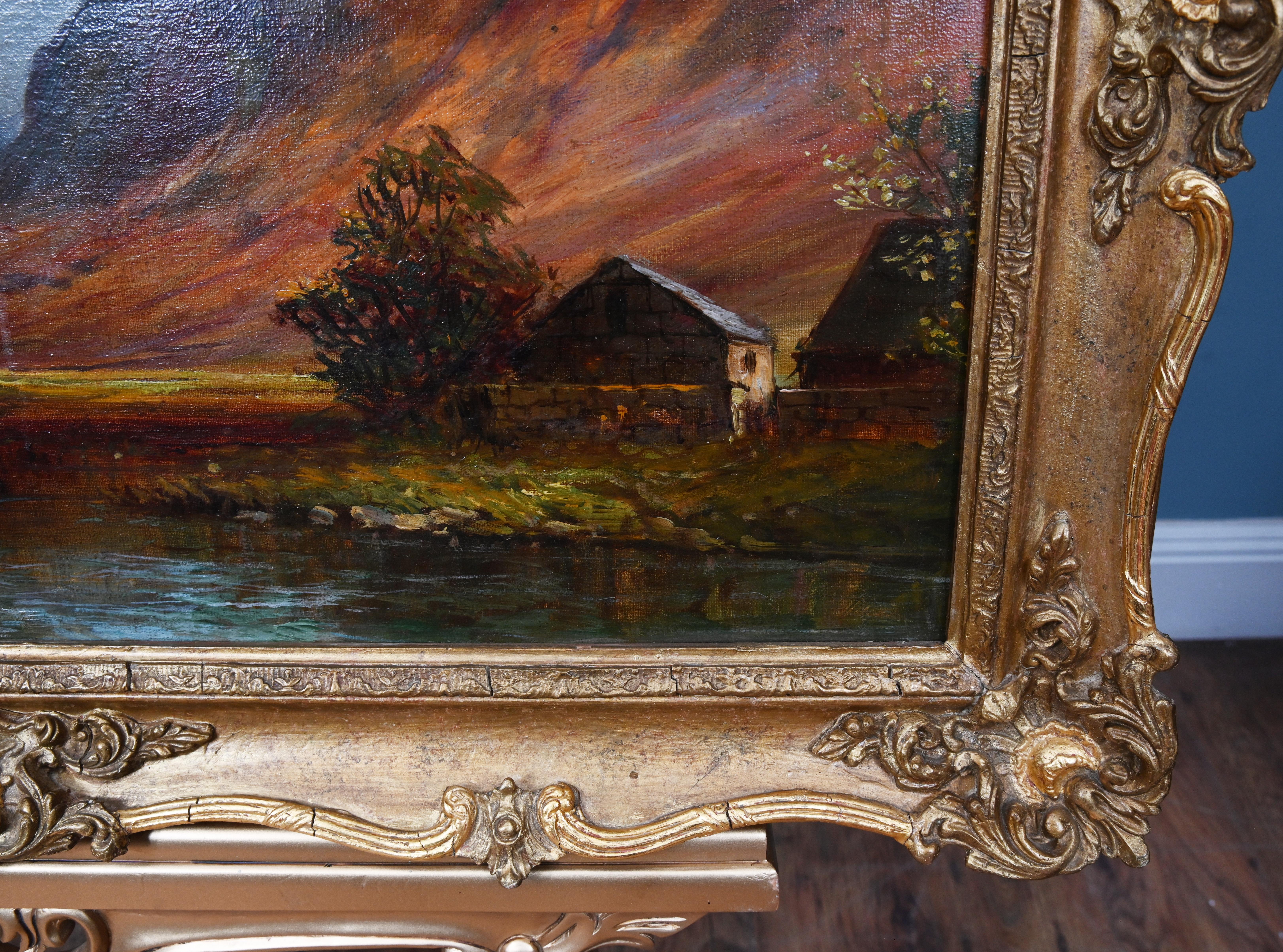 Schottische Hochland-Landschaft Ölgemälde Cottages Francis E. Jamieson (Farbe) im Angebot