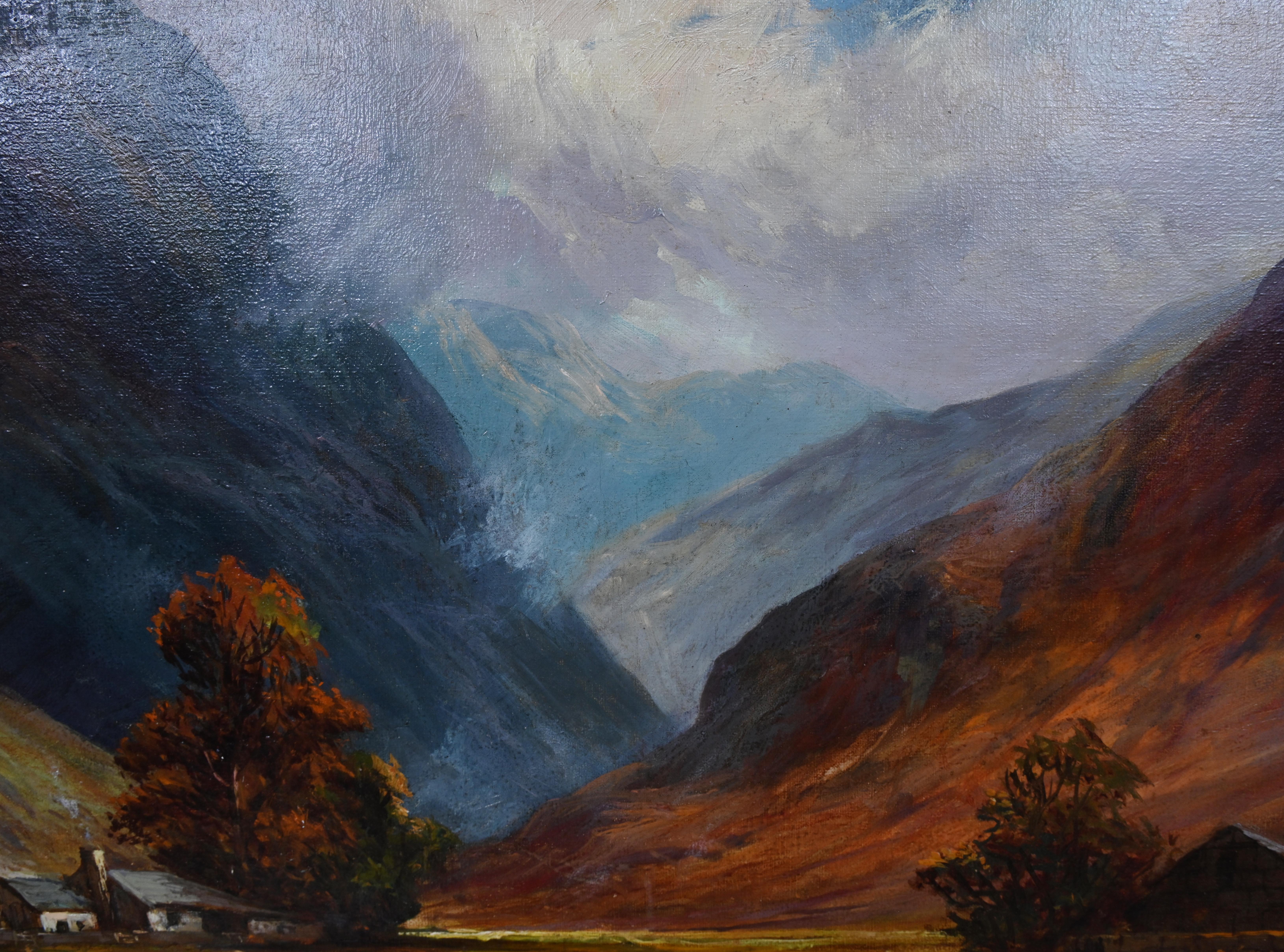 Schottische Hochland-Landschaft Ölgemälde Cottages Francis E. Jamieson im Angebot 1