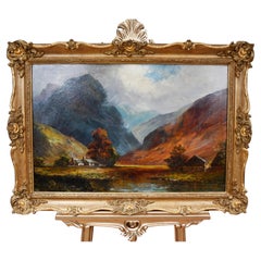 Scottish Highlands Landscape Oil Painting Cottages Francis E Jamieson