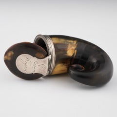 Scottish Snuff Mull Horn and Provincial Sterling Silver c1820