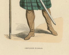 Scottish Knight in Tartan Attire with Heraldic Shield, Costume Di Moyen Age 1847
