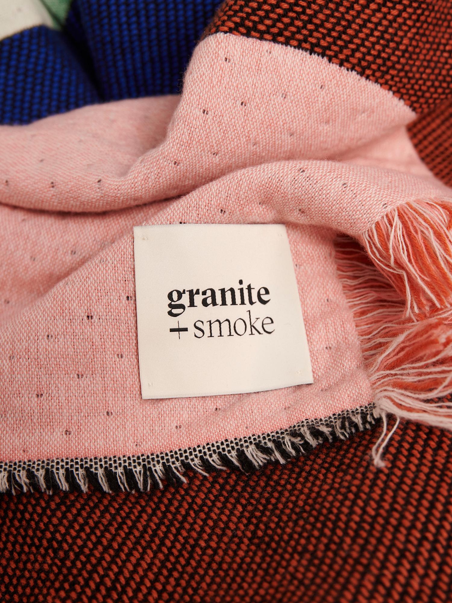 Blue & pink Scottish lambswool cashmere woven blanket by Granite + Smoke In New Condition For Sale In London, London
