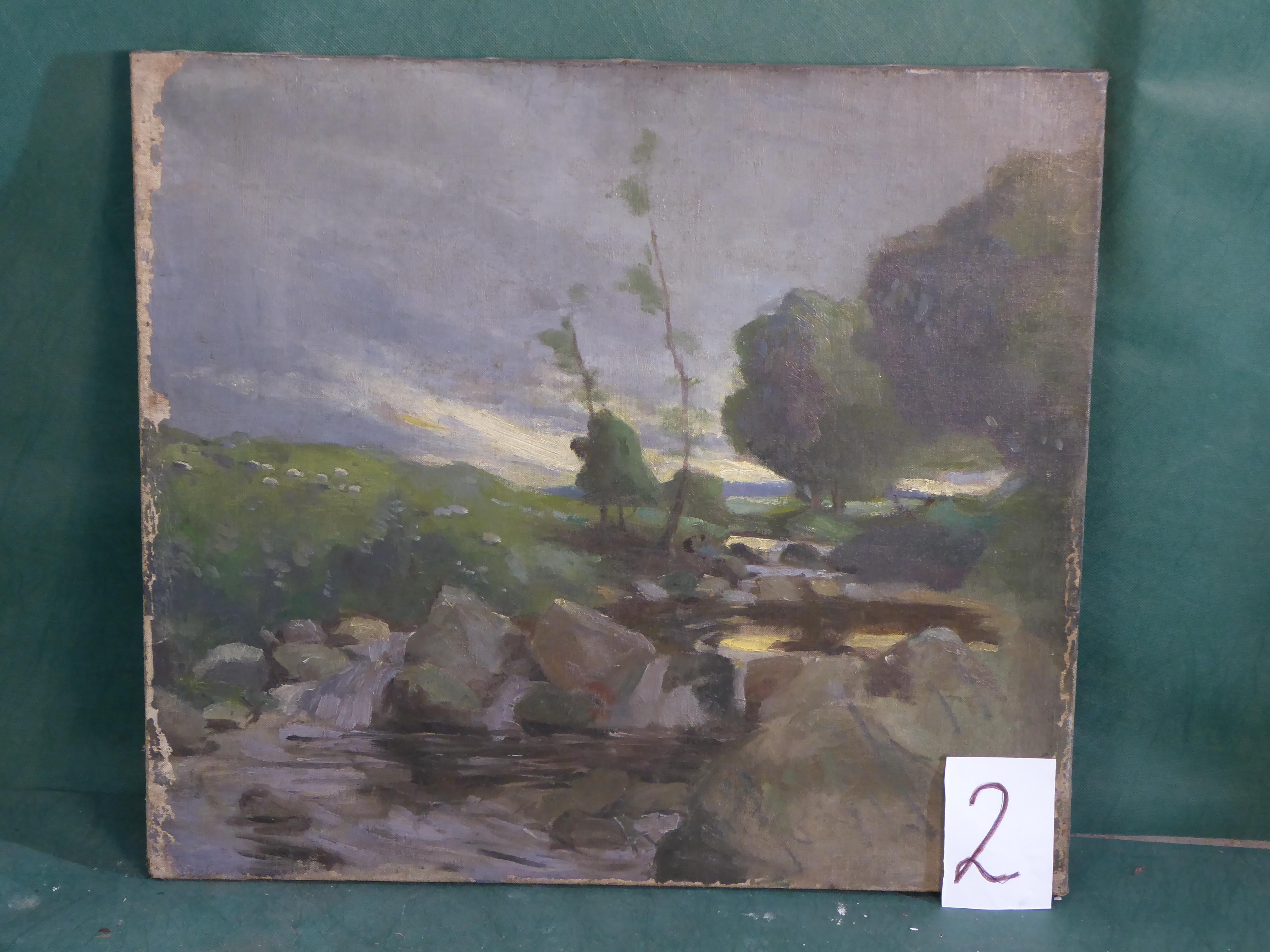 Canvas Scottish landscape in oils For Sale