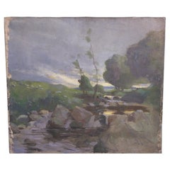 Antique Scottish landscape in oils